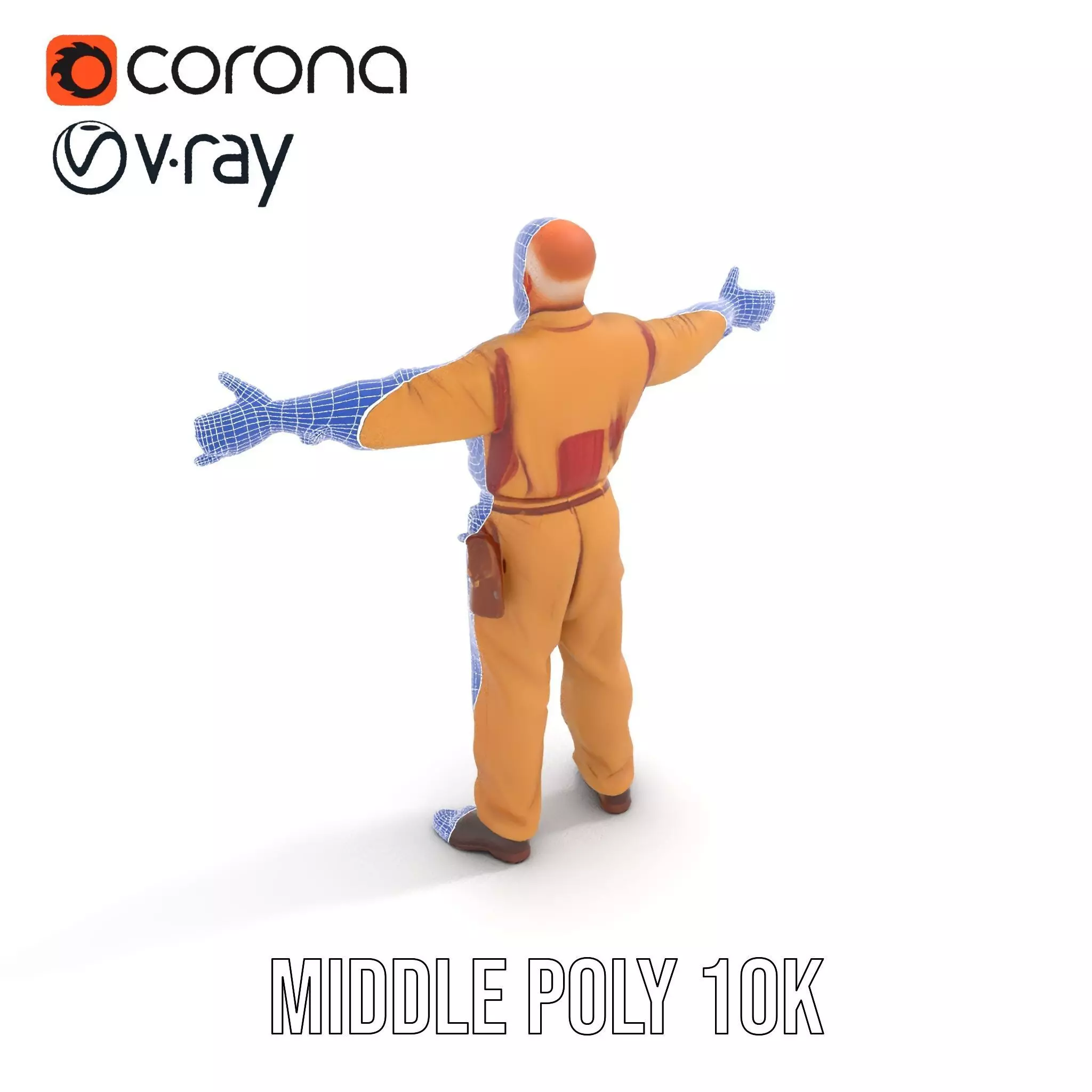 Senior Male Character Model Pack with Textured Outfit Low-poly 3D model_10