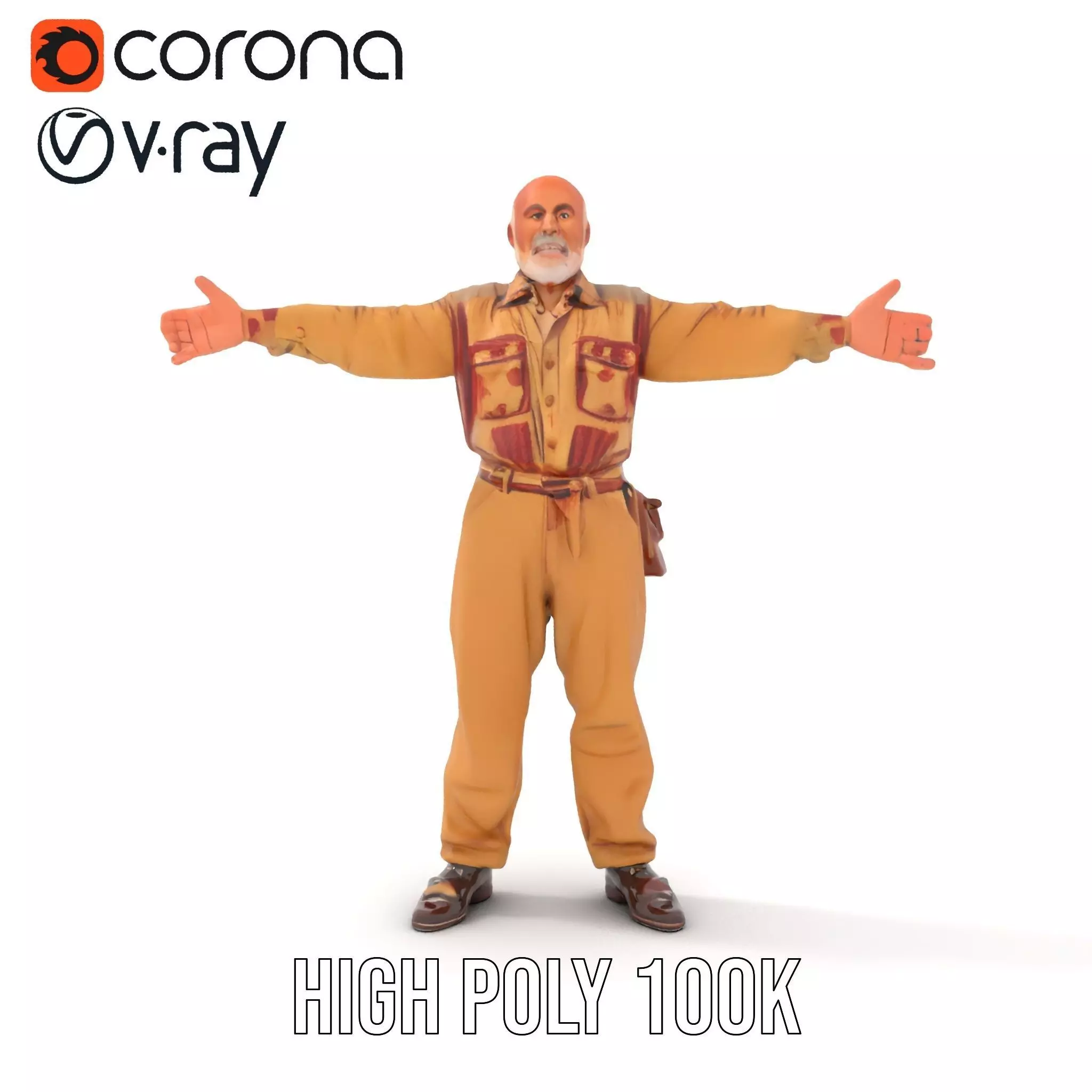 Senior Male Character Model Pack with Textured Outfit Low-poly 3D model_21