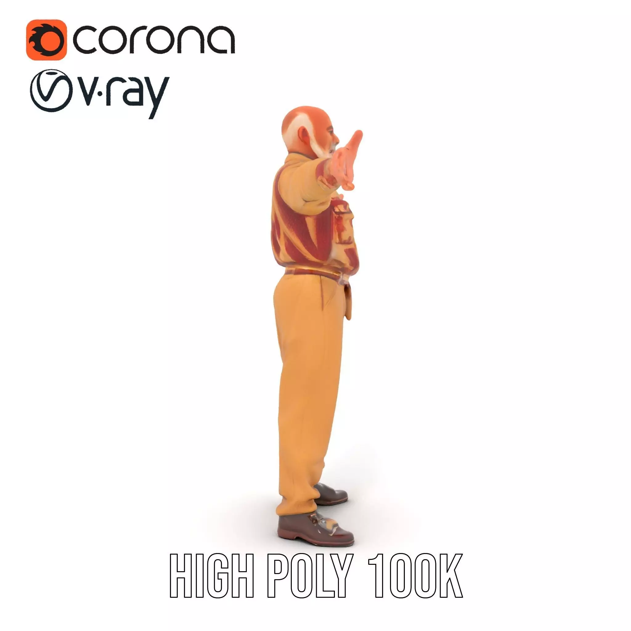 Senior Male Character Model Pack with Textured Outfit Low-poly 3D model_15