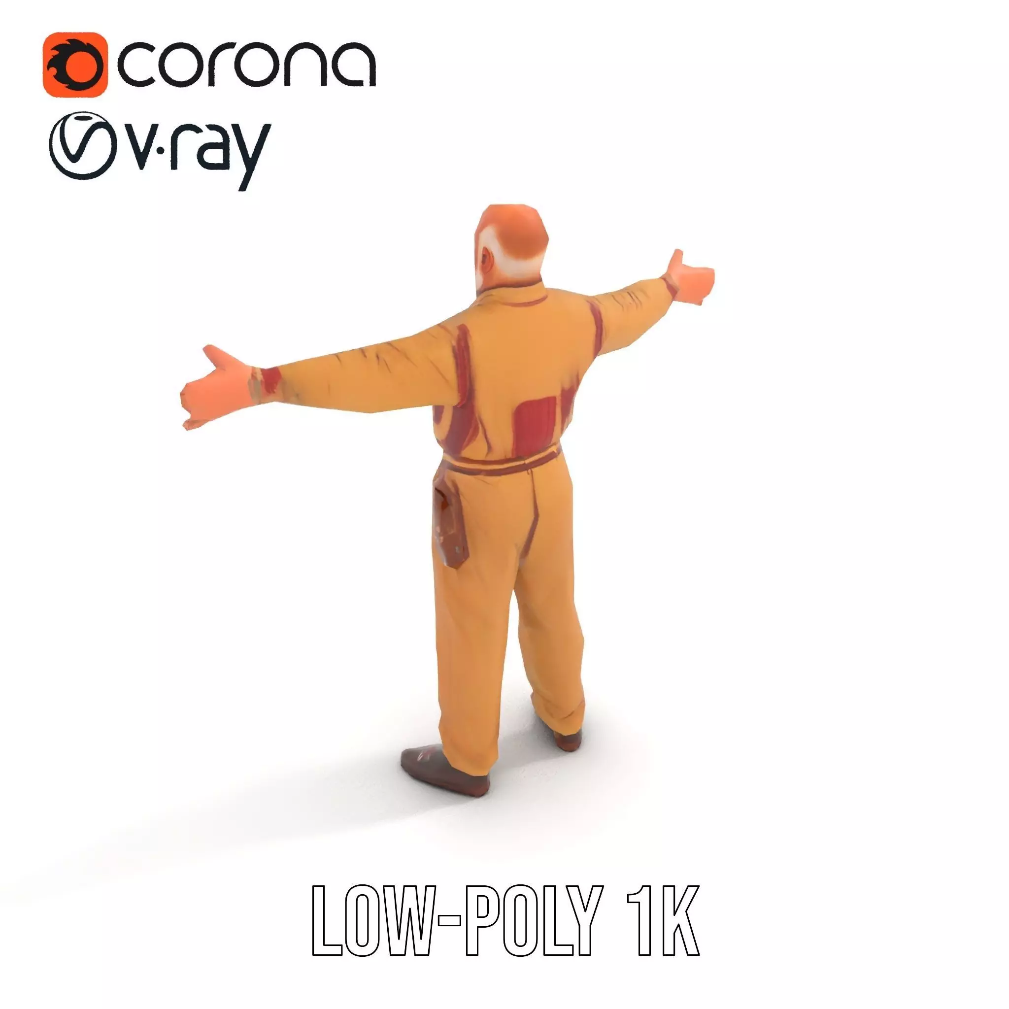 Senior Male Character Model Pack with Textured Outfit Low-poly 3D model_8