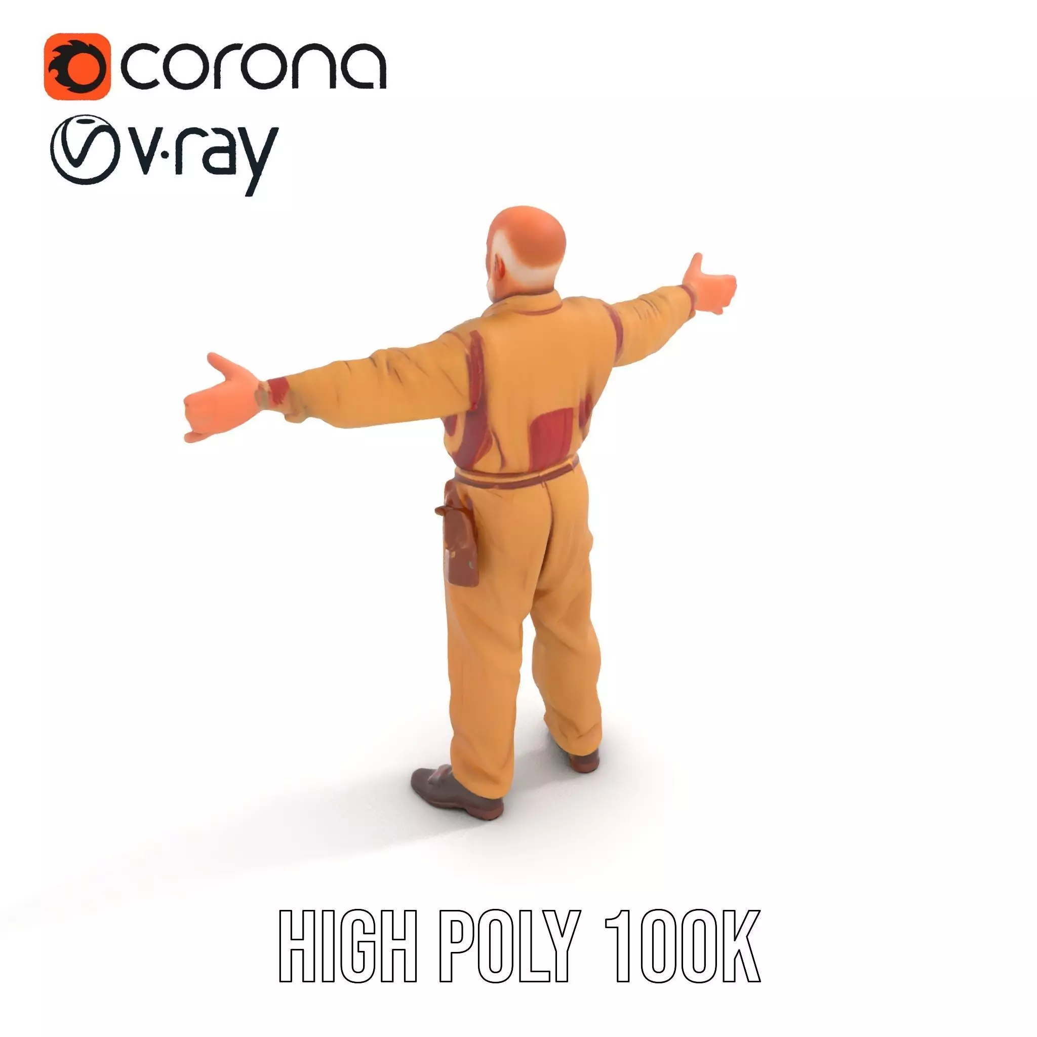 Senior Male Character Model Pack with Textured Outfit Low-poly 3D model_12