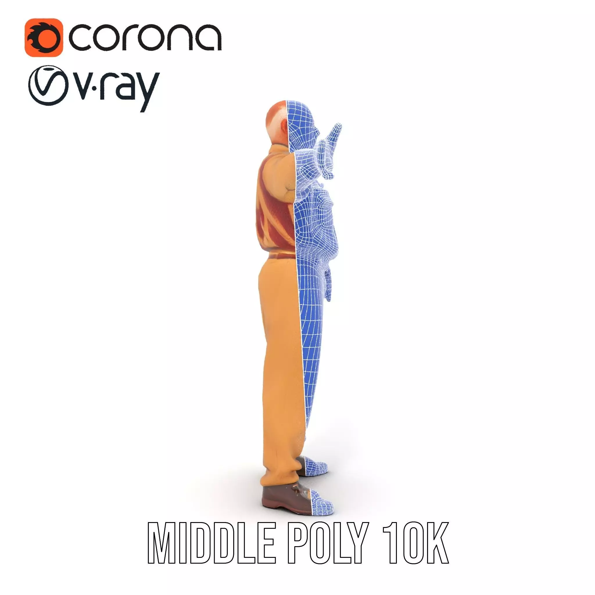 Senior Male Character Model Pack with Textured Outfit Low-poly 3D model_30