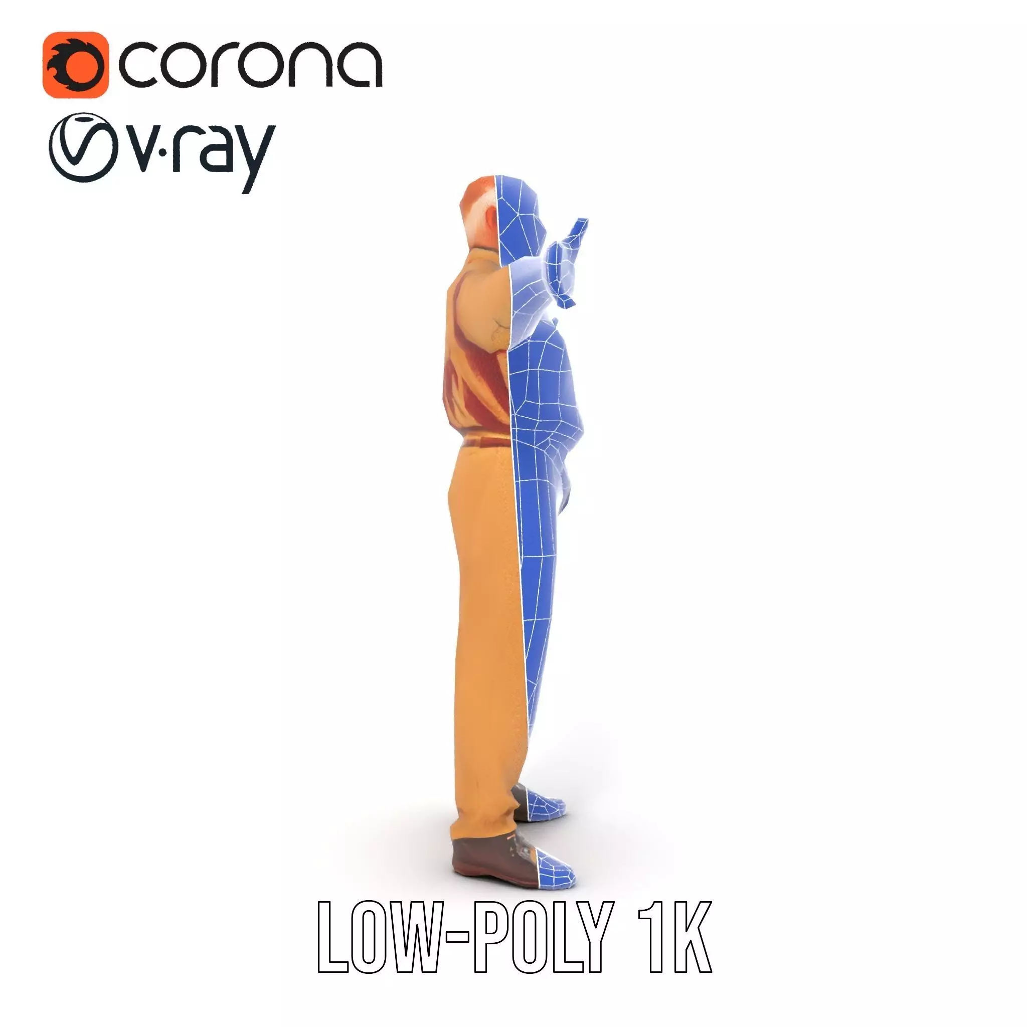 Senior Male Character Model Pack with Textured Outfit Low-poly 3D model_31