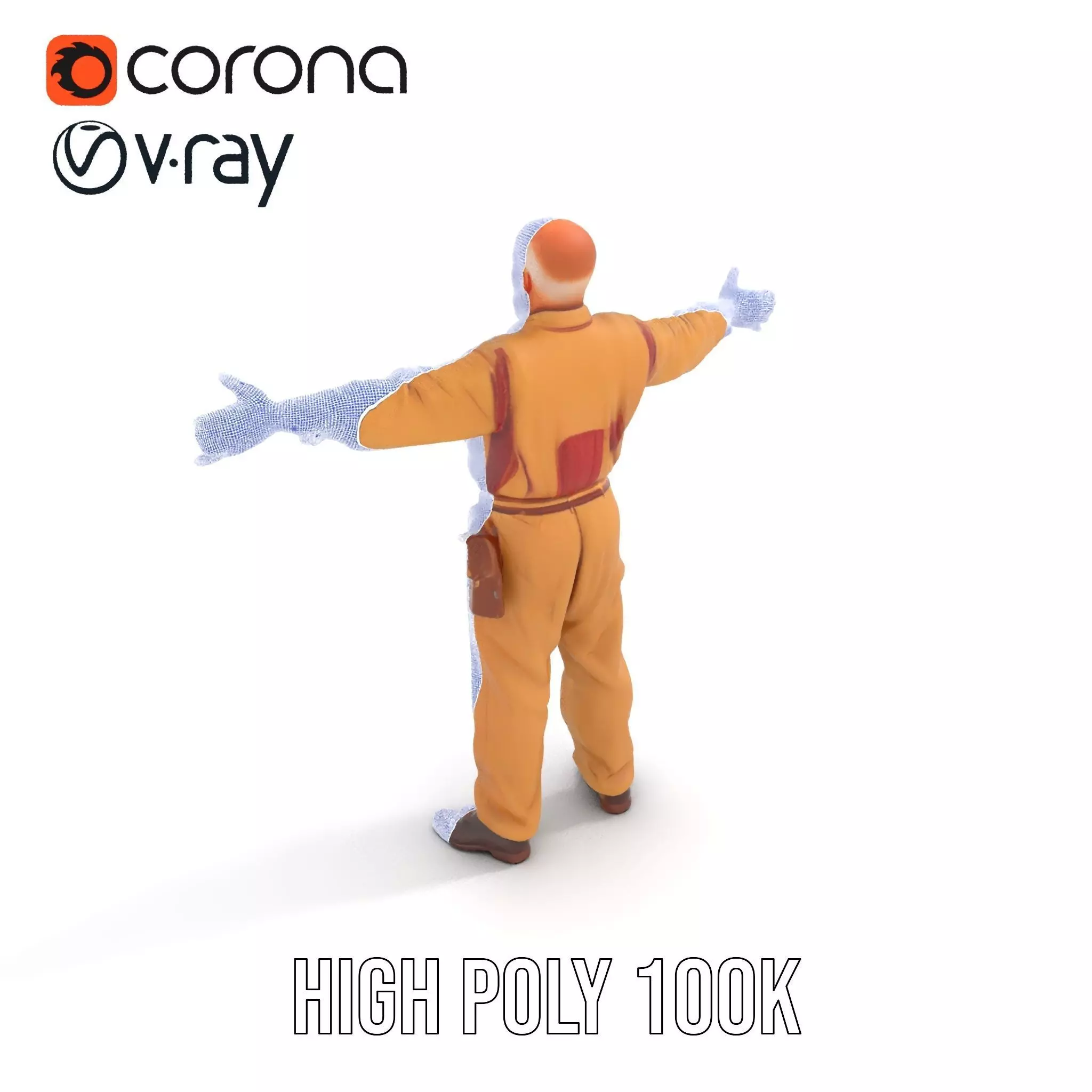 Senior Male Character Model Pack with Textured Outfit Low-poly 3D model_32