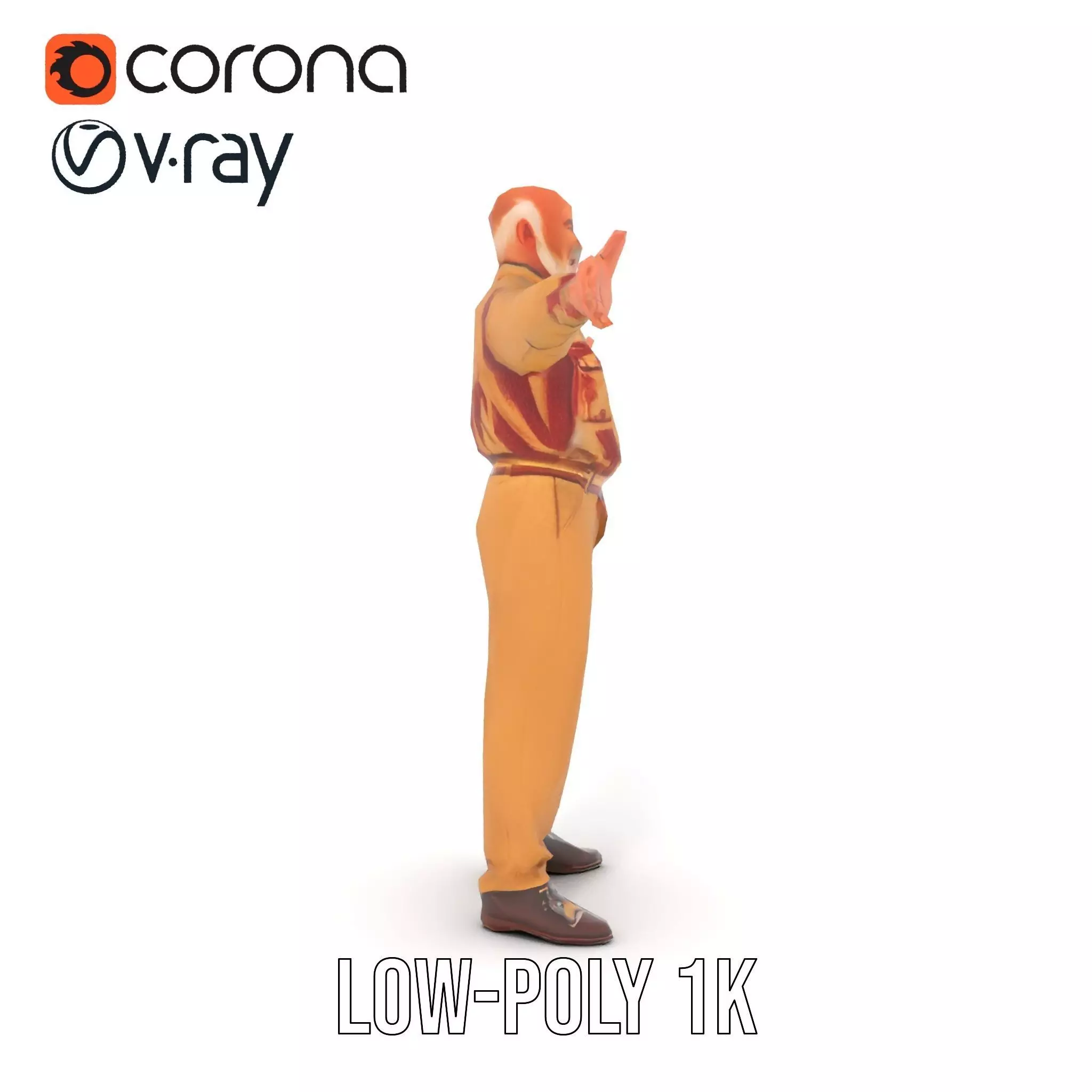 Senior Male Character Model Pack with Textured Outfit Low-poly 3D model_28