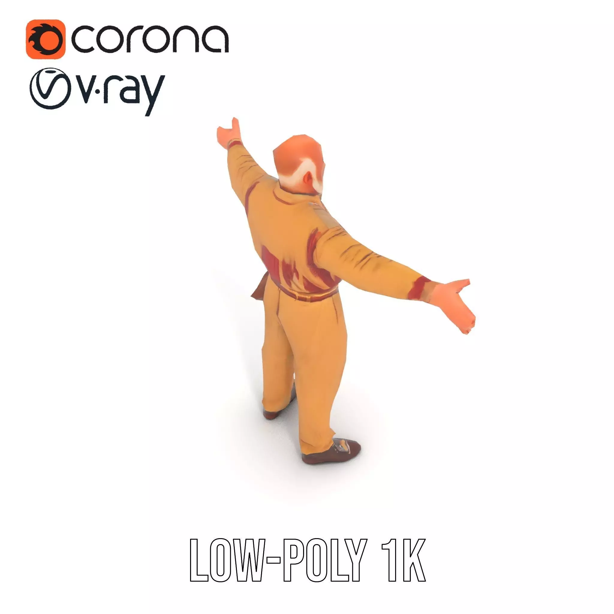 Senior Male Character Model Pack with Textured Outfit Low-poly 3D model_11