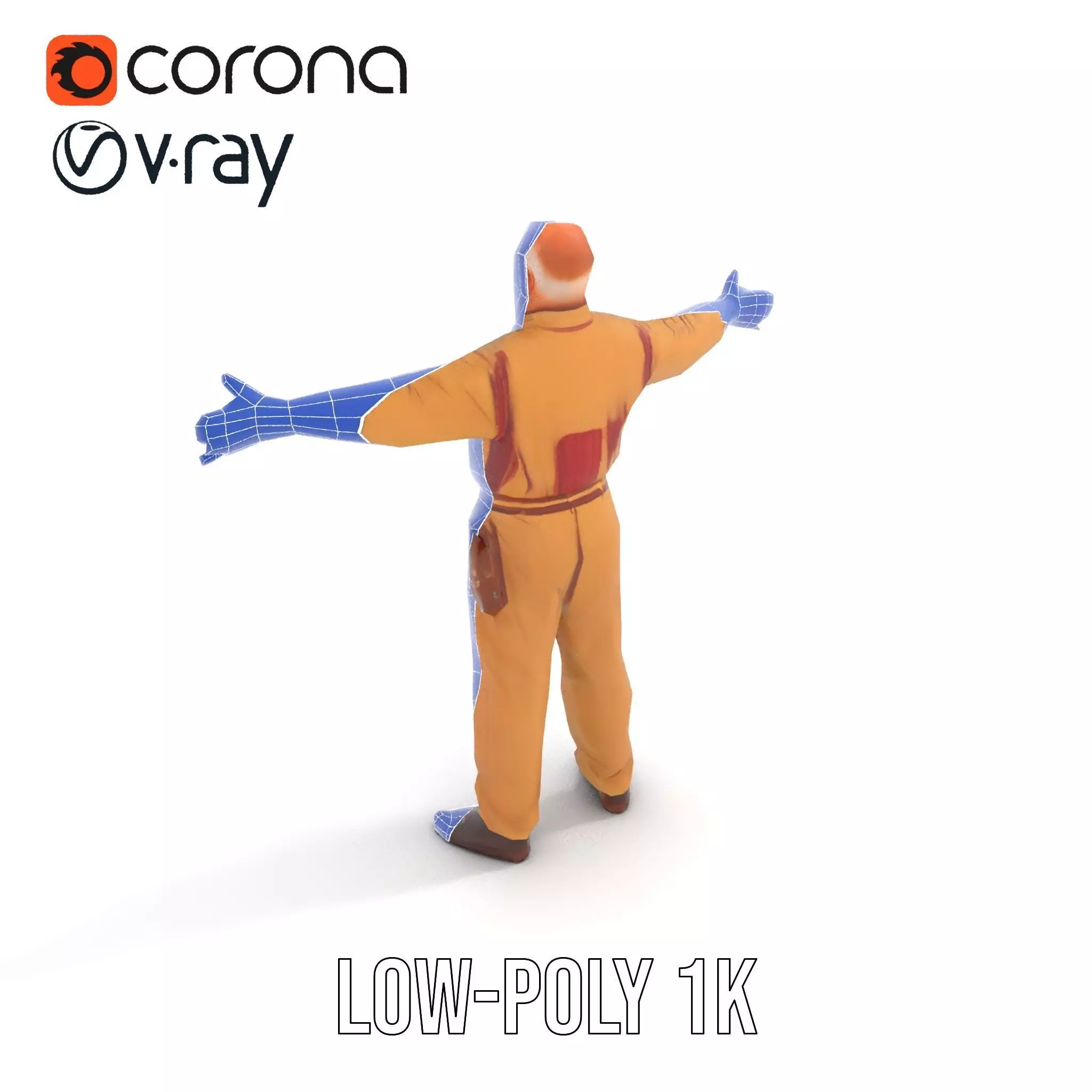 Senior Male Character Model Pack with Textured Outfit Low-poly 3D model_20