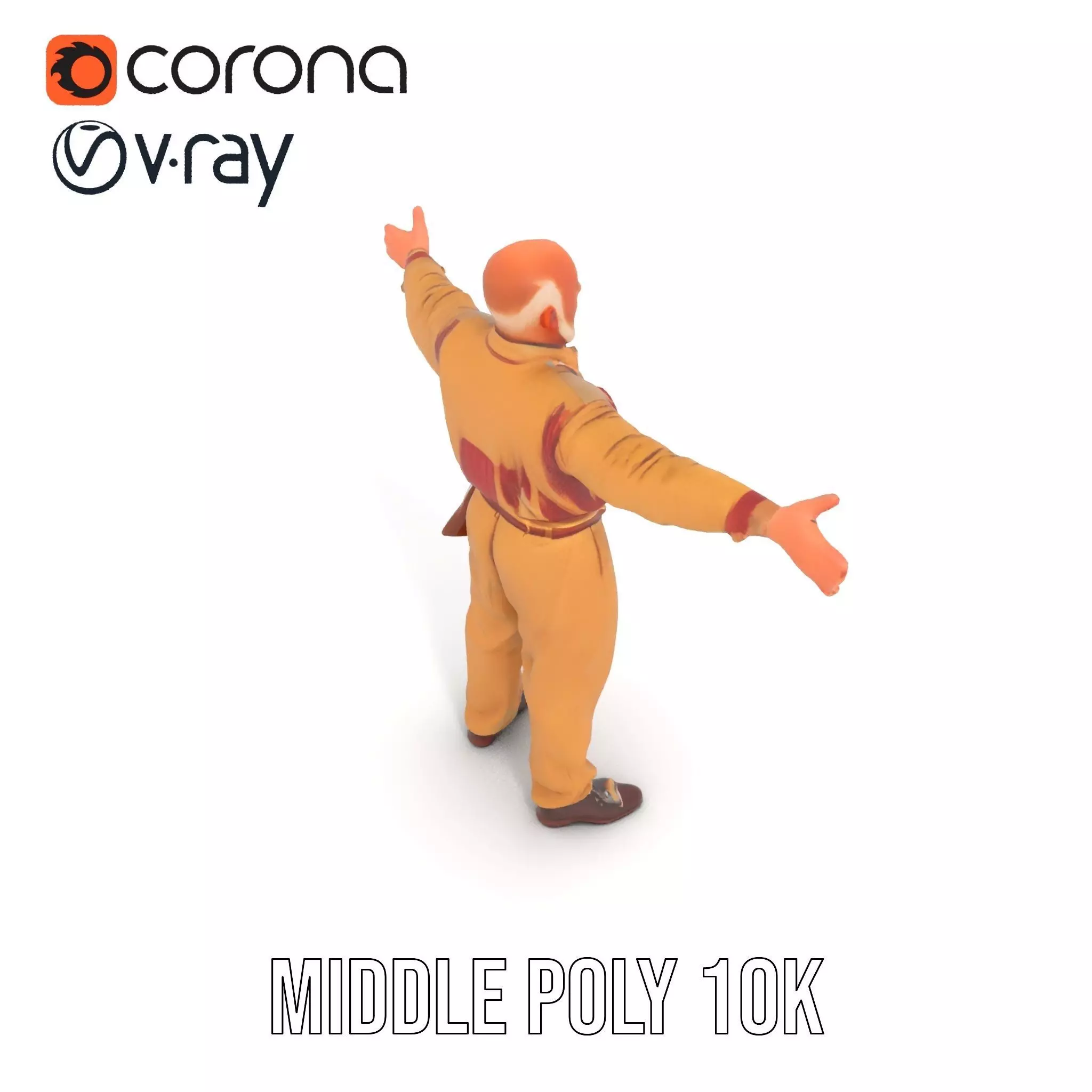 Senior Male Character Model Pack with Textured Outfit Low-poly 3D model_22