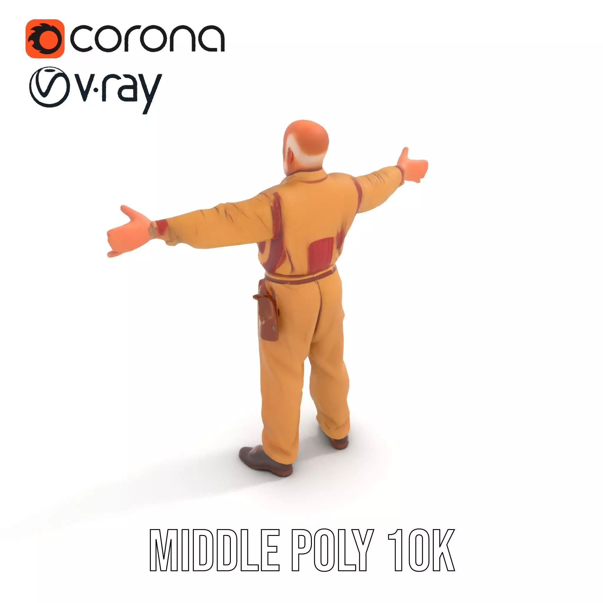 Senior Male Character Model Pack with Textured Outfit Low-poly 3D model_7