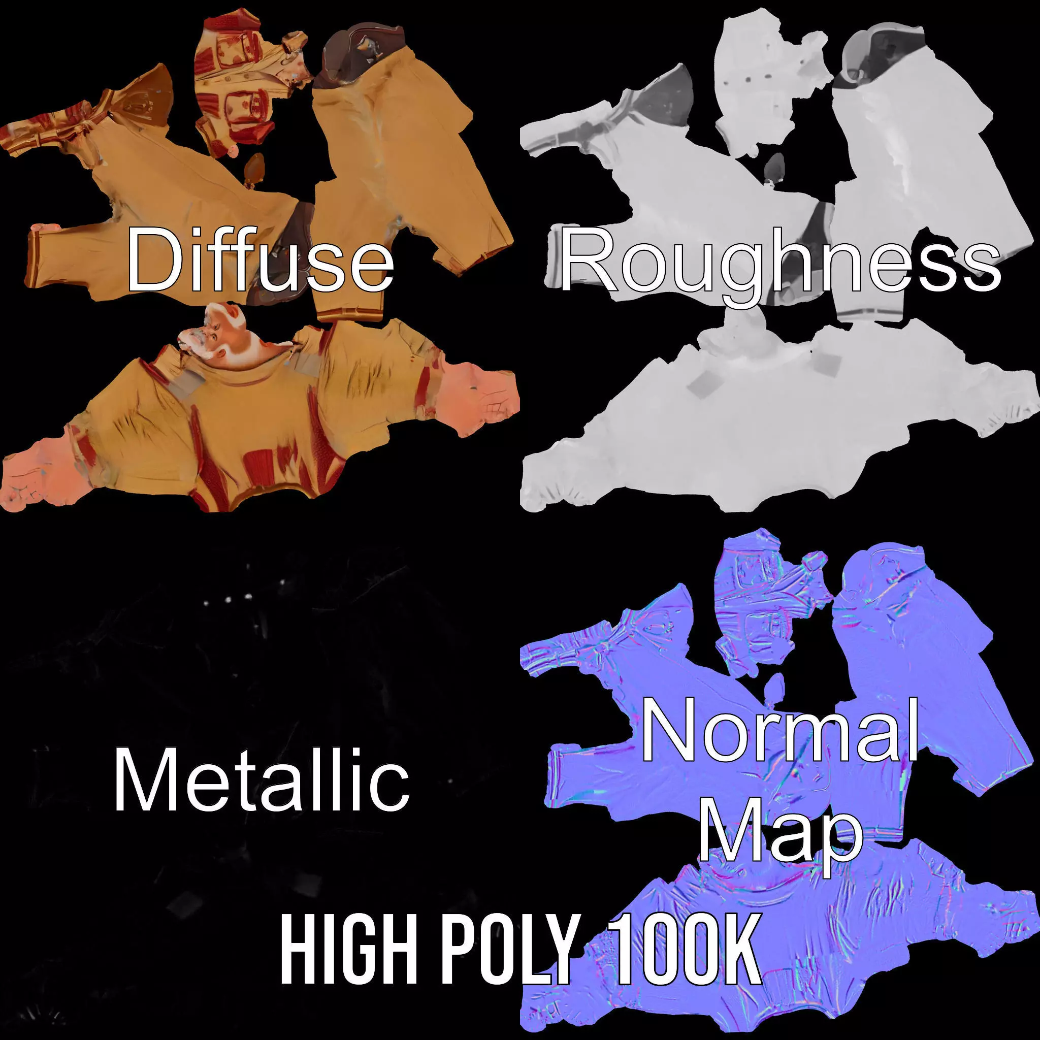 Senior Male Character Model Pack with Textured Outfit Low-poly 3D model_4