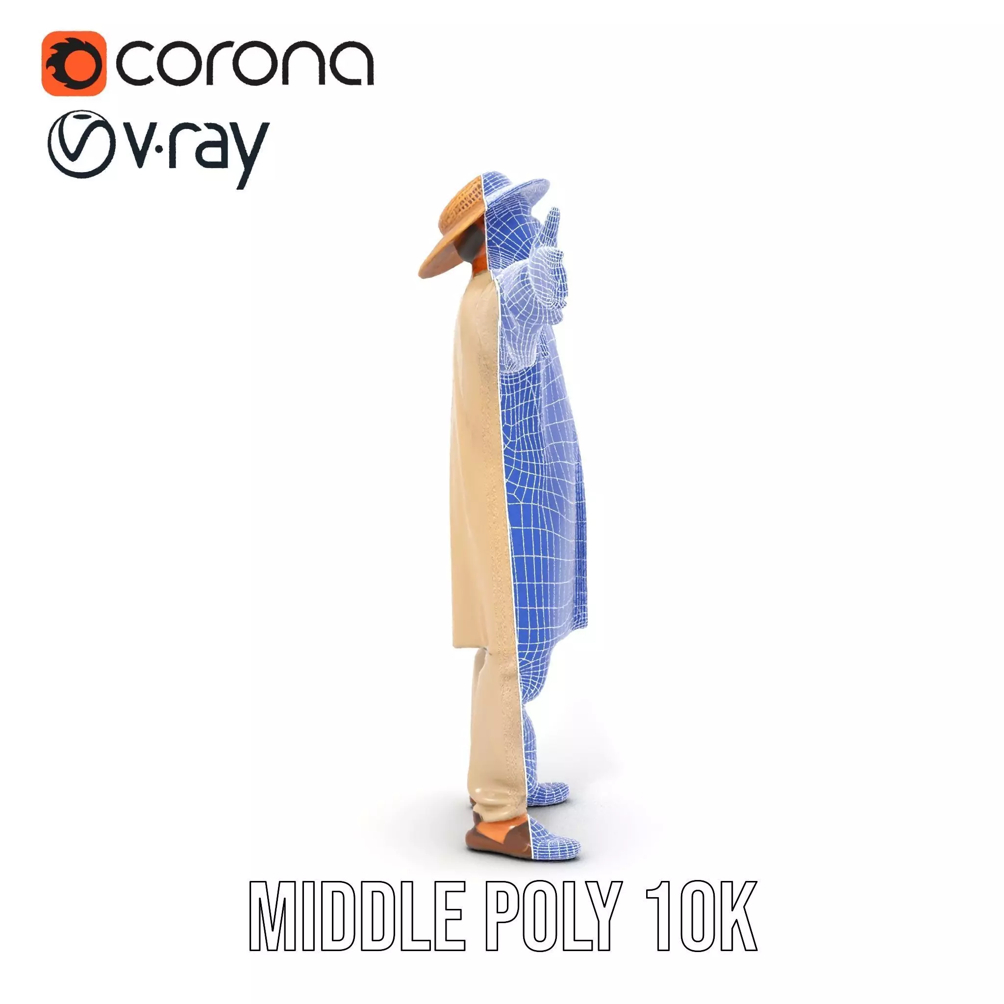 Rural Farmer Character Model Pack with Hat and Robe Low-poly 3D model_19