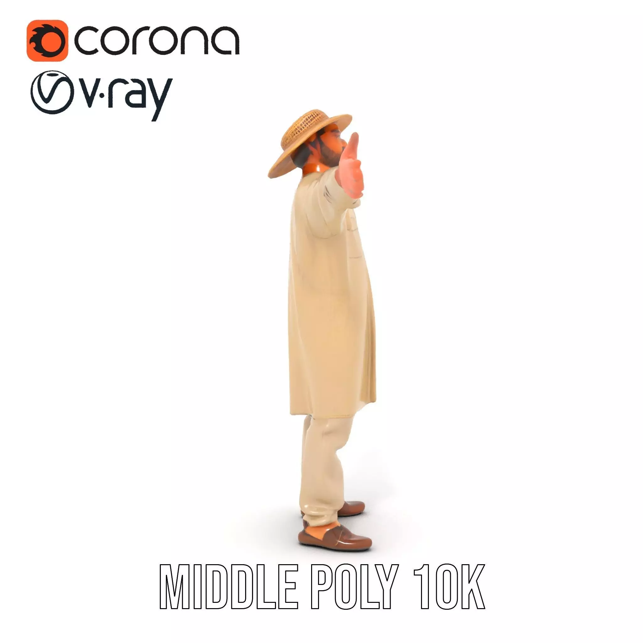 Rural Farmer Character Model Pack with Hat and Robe Low-poly 3D model_25