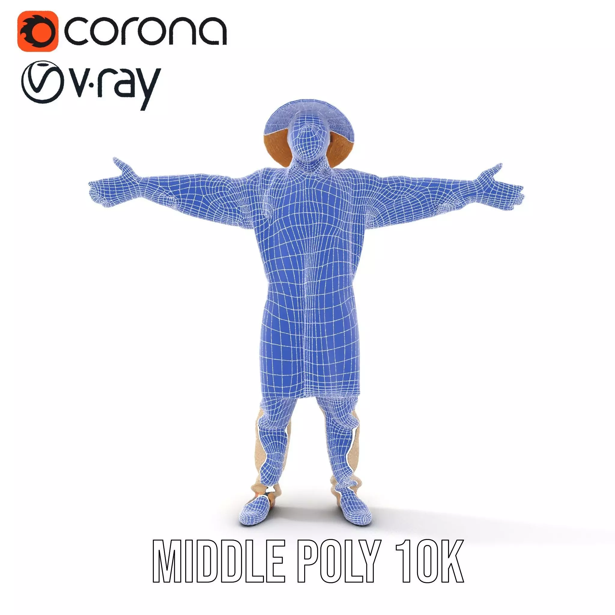 Rural Farmer Character Model Pack with Hat and Robe Low-poly 3D model_14