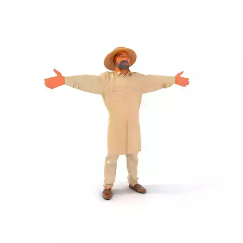 Rural Farmer Character Model Pack with Hat and Robe Low-poly 3D model