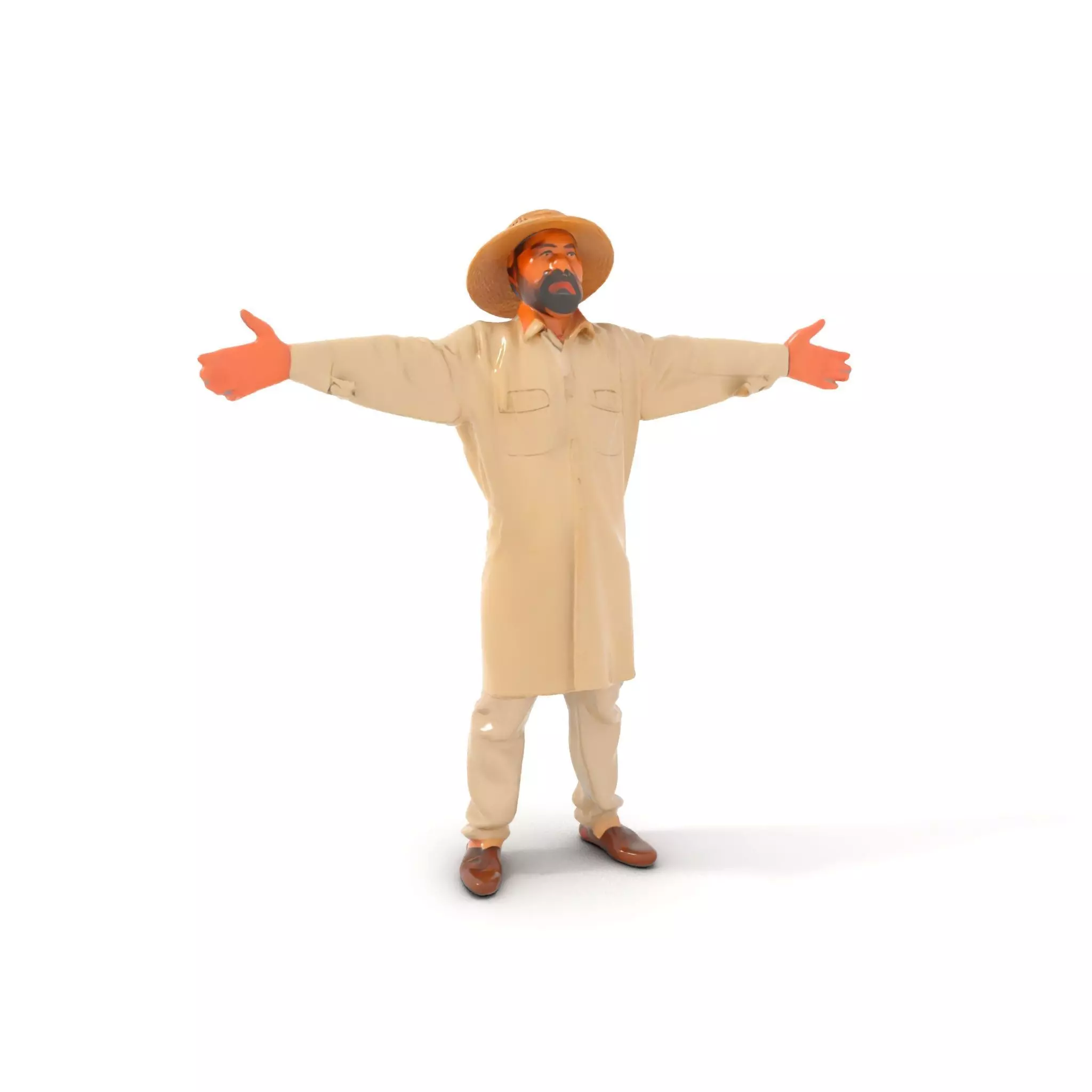 Rural Farmer Character Model Pack with Hat and Robe Low-poly 3D model_0