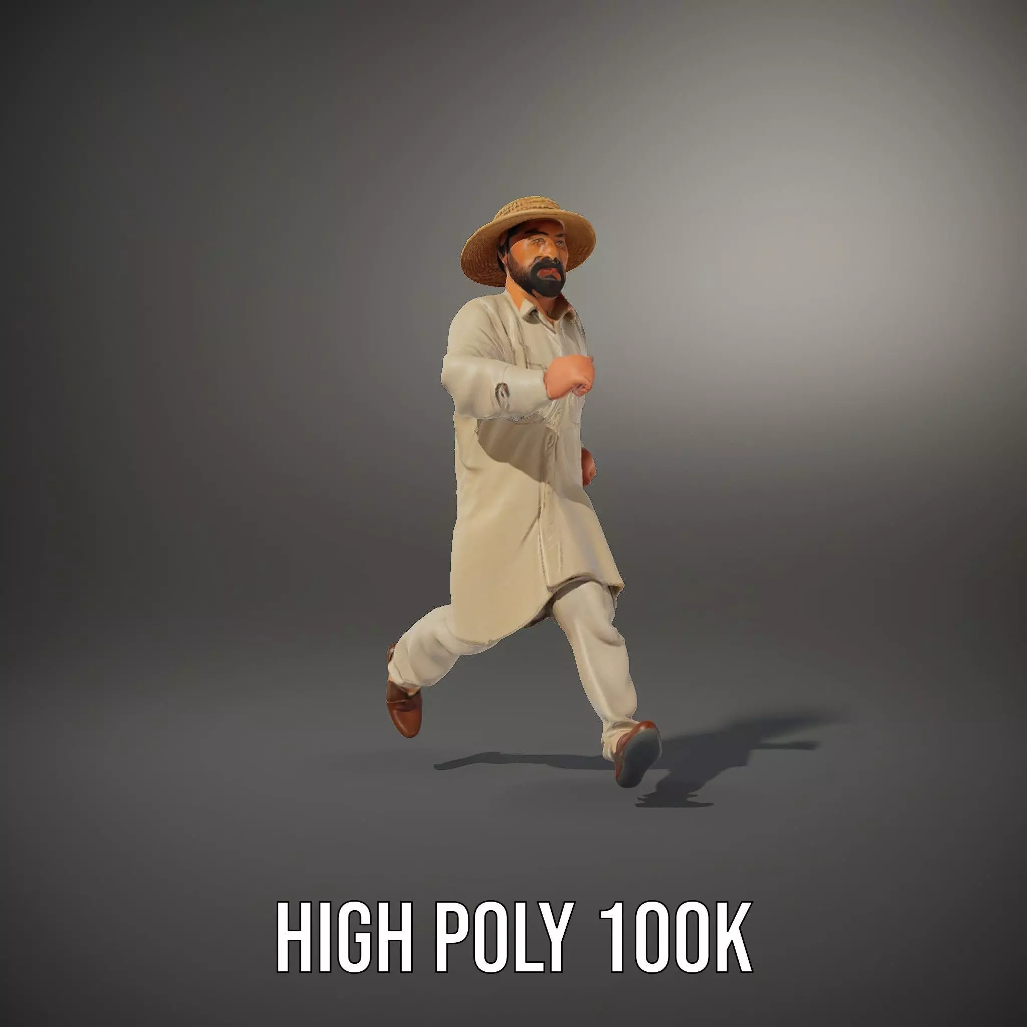 Rural Farmer Character Model Pack with Hat and Robe Low-poly 3D model_34