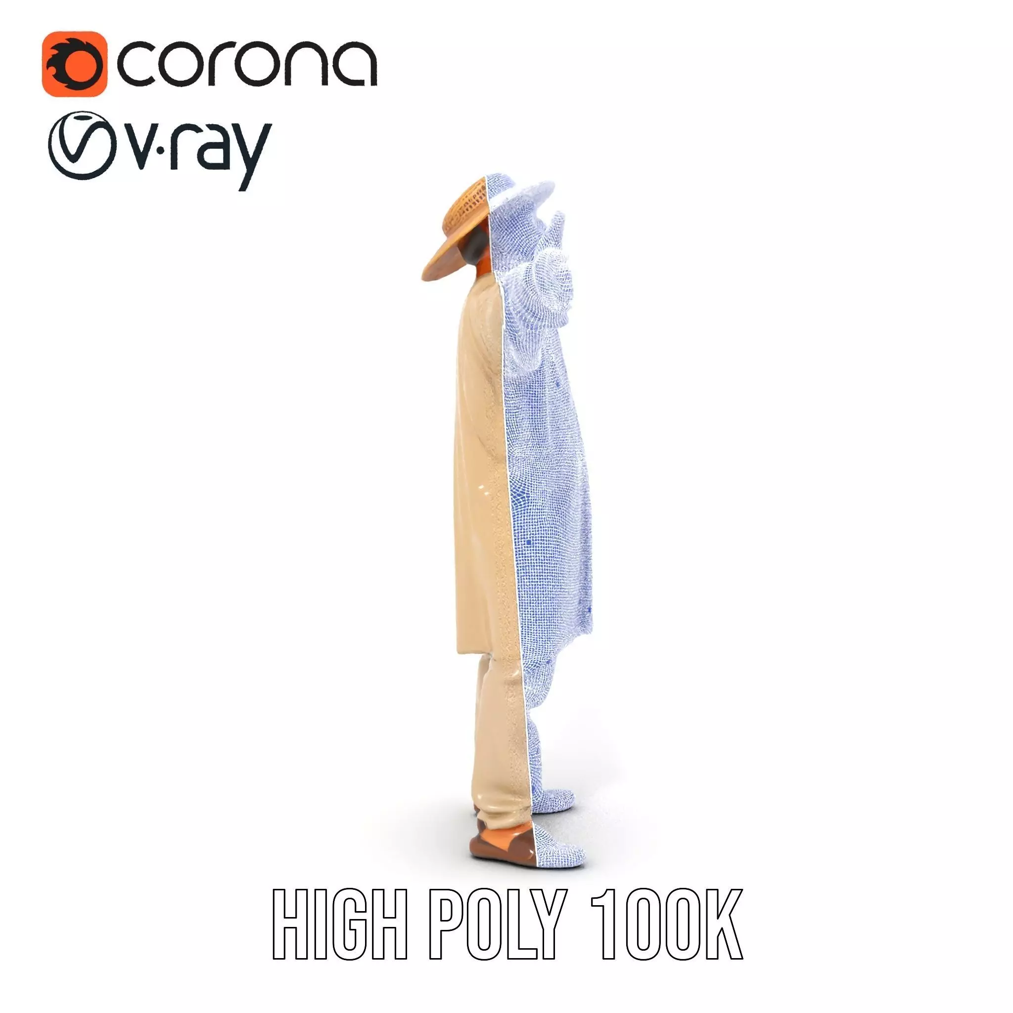 Rural Farmer Character Model Pack with Hat and Robe Low-poly 3D model_24