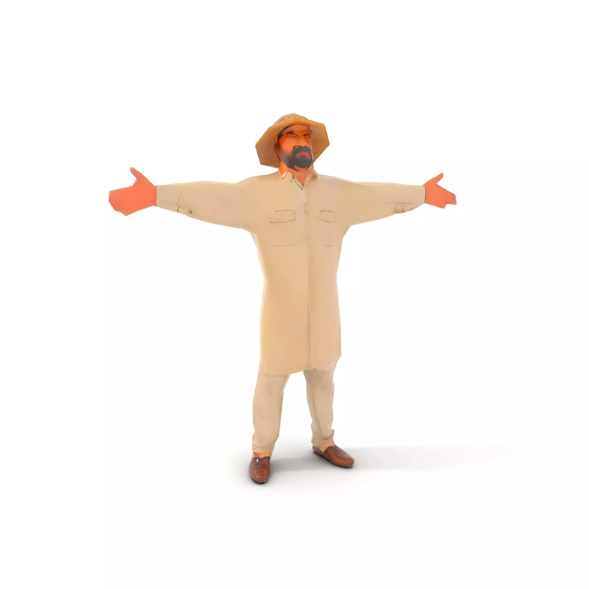 Rural Farmer Character Model Pack with Hat and Robe Low-poly 3D model_8