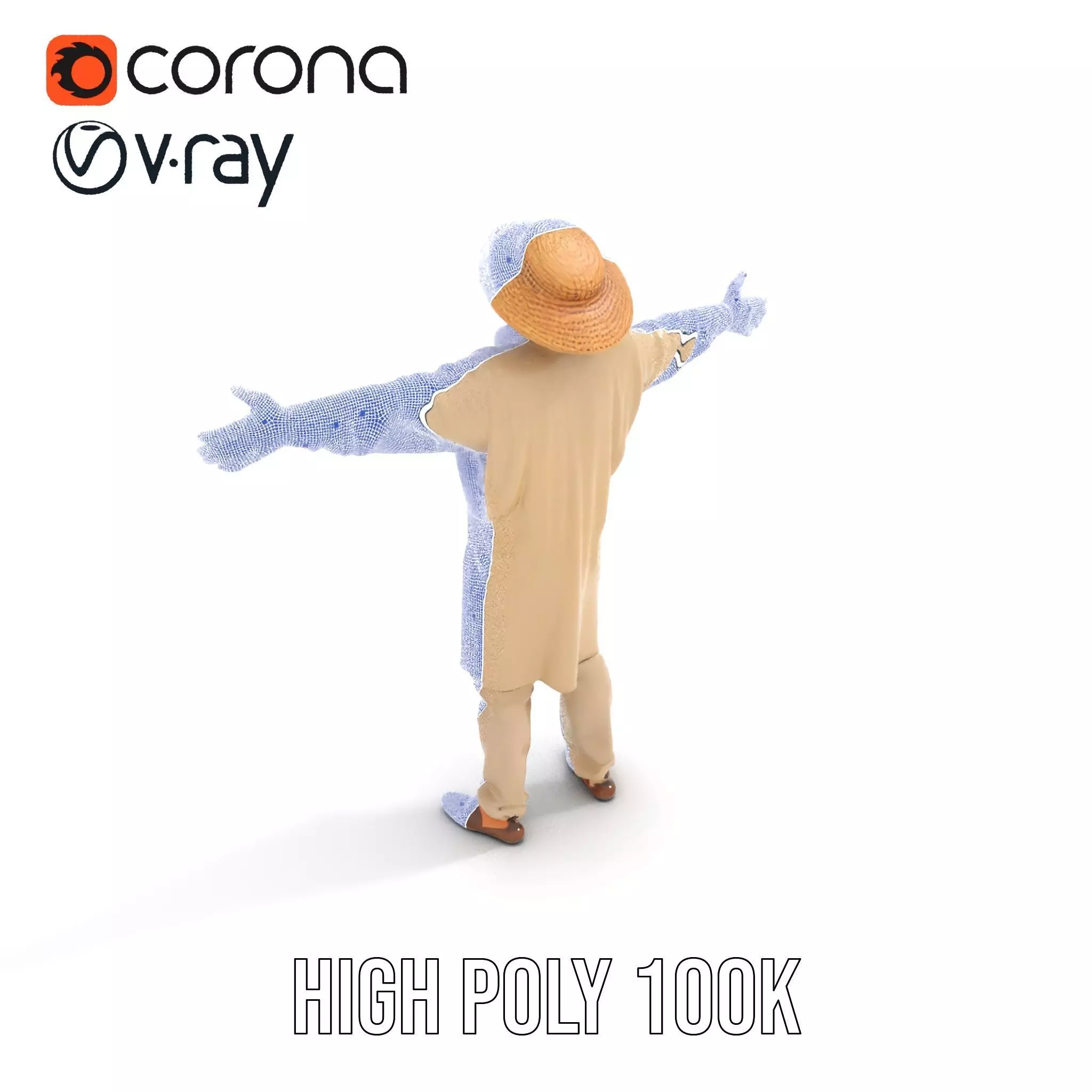 Rural Farmer Character Model Pack with Hat and Robe Low-poly 3D model_32