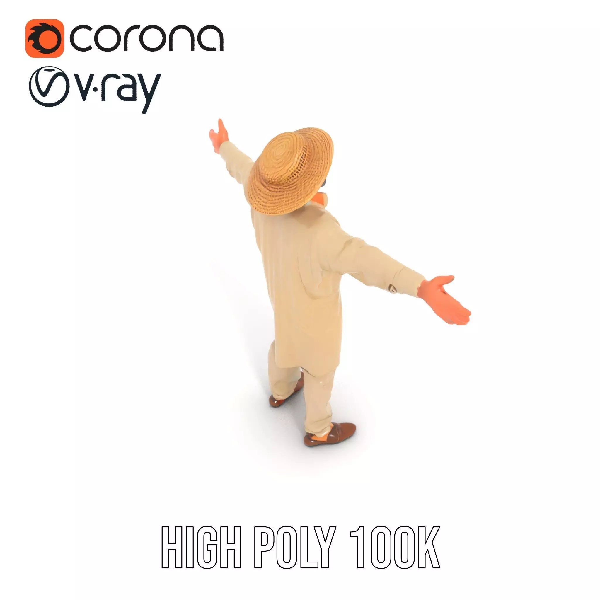 Rural Farmer Character Model Pack with Hat and Robe Low-poly 3D model_13