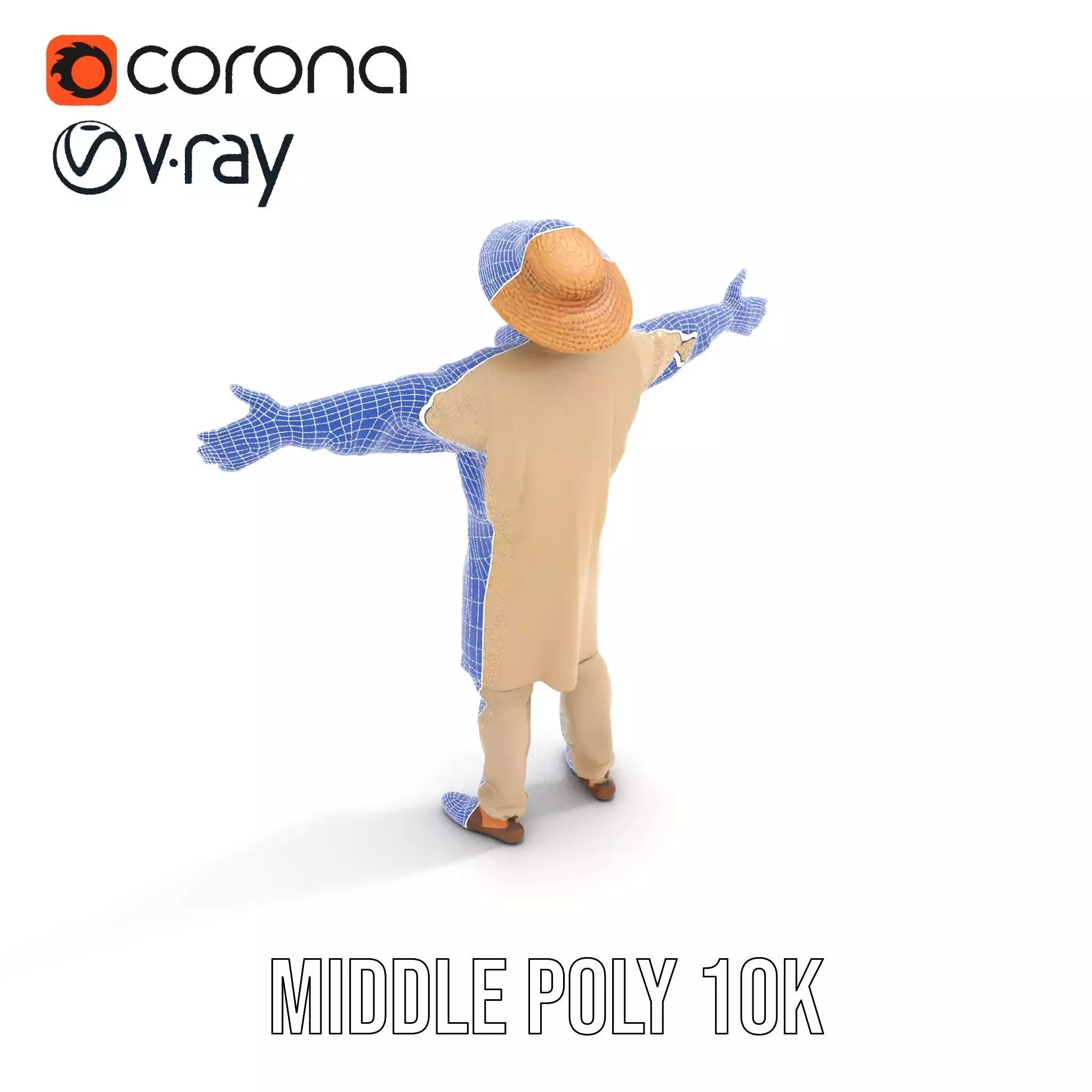 Rural Farmer Character Model Pack with Hat and Robe Low-poly 3D model_30