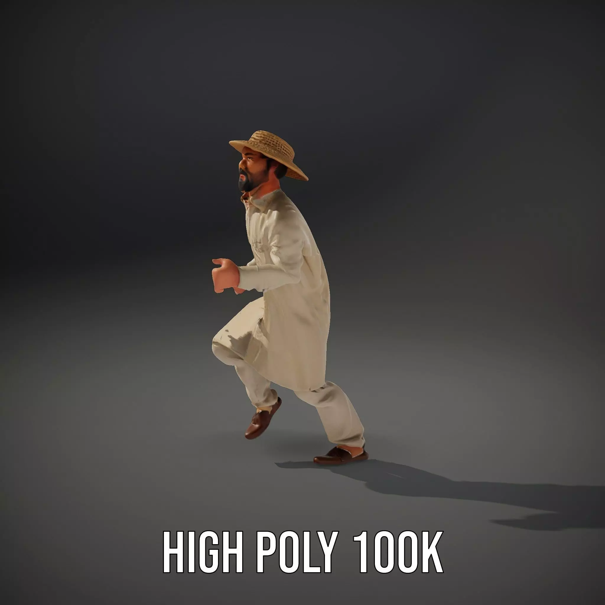 Rural Farmer Character Model Pack with Hat and Robe Low-poly 3D model_35