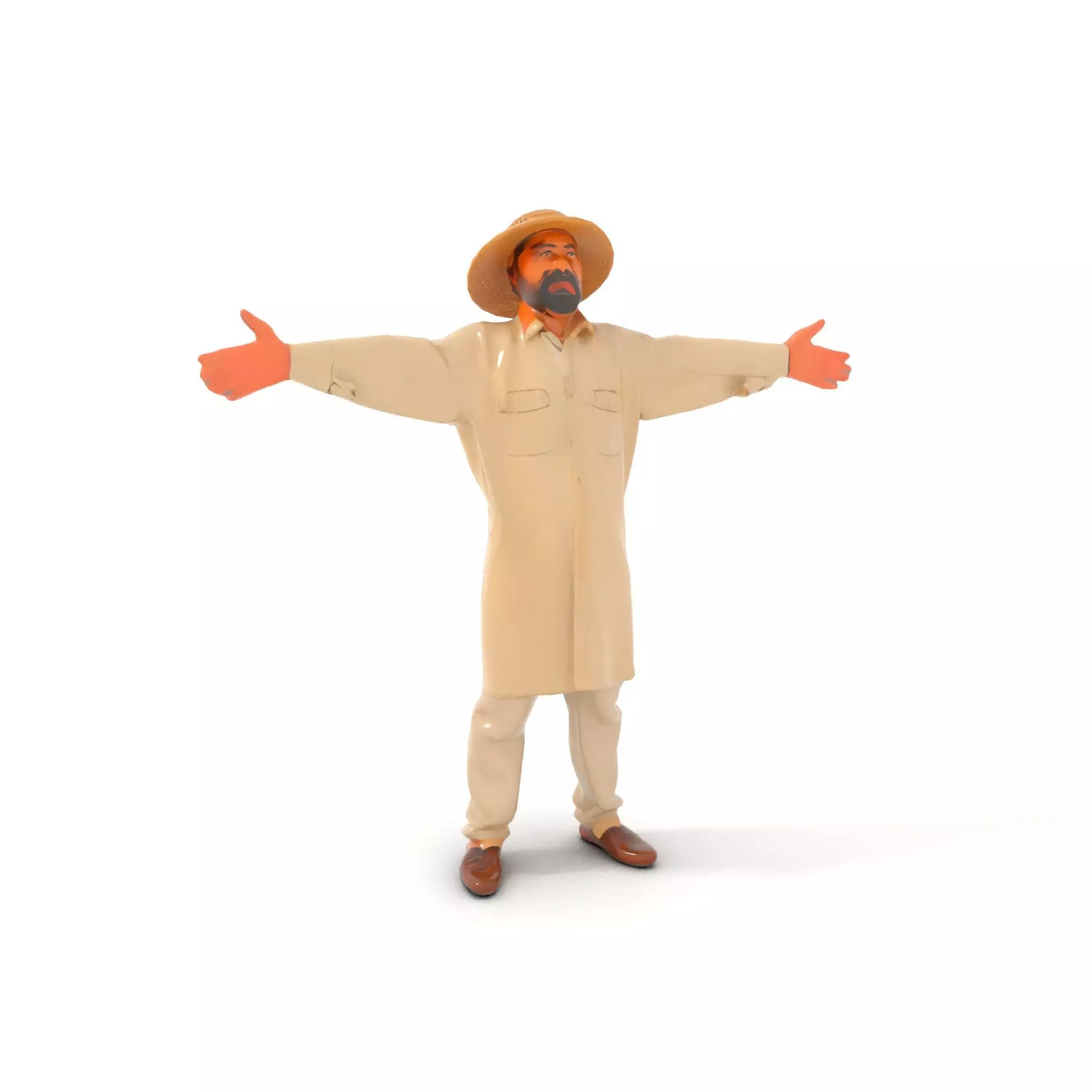 Rural Farmer Character Model Pack with Hat and Robe Low-poly 3D model_7