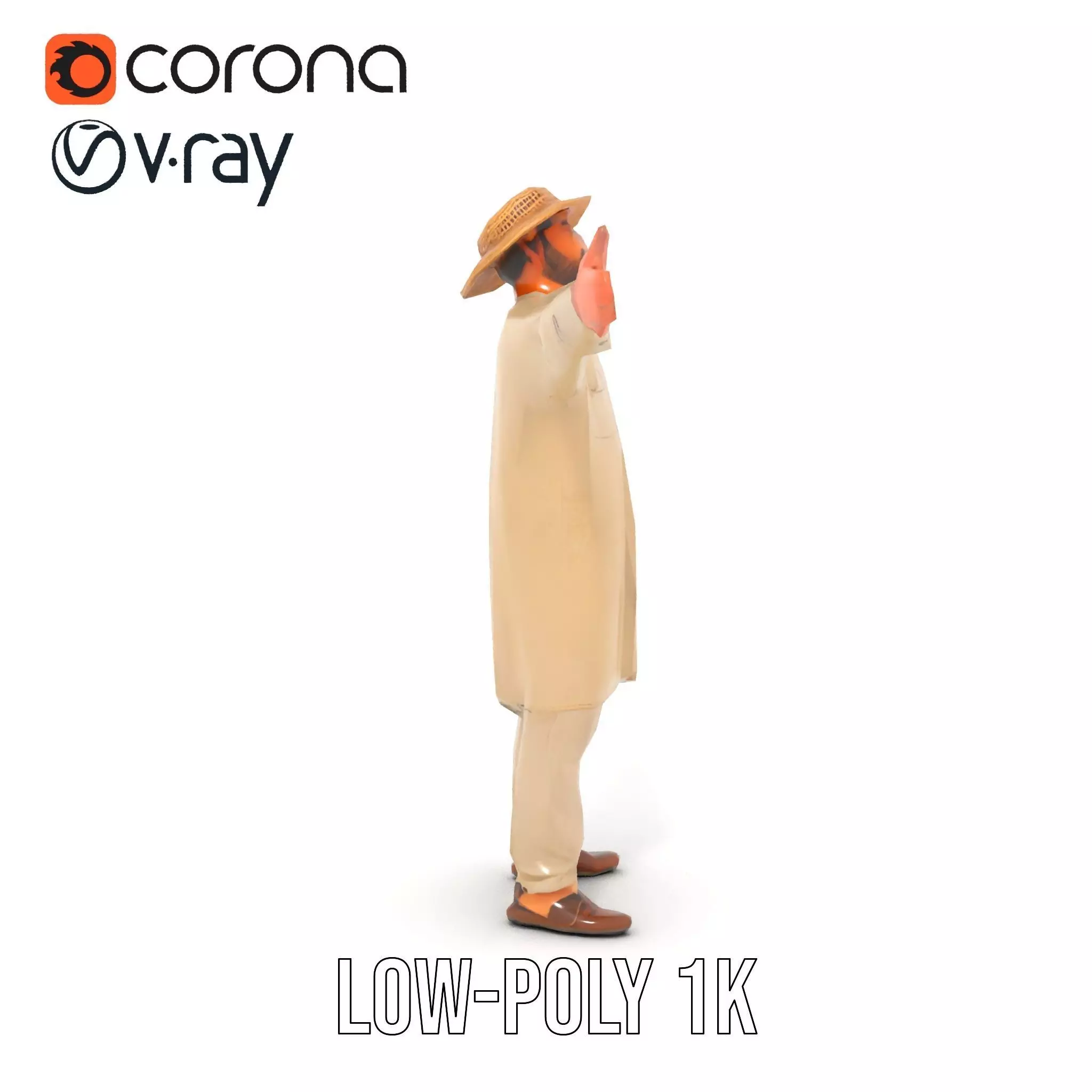 Rural Farmer Character Model Pack with Hat and Robe Low-poly 3D model_23