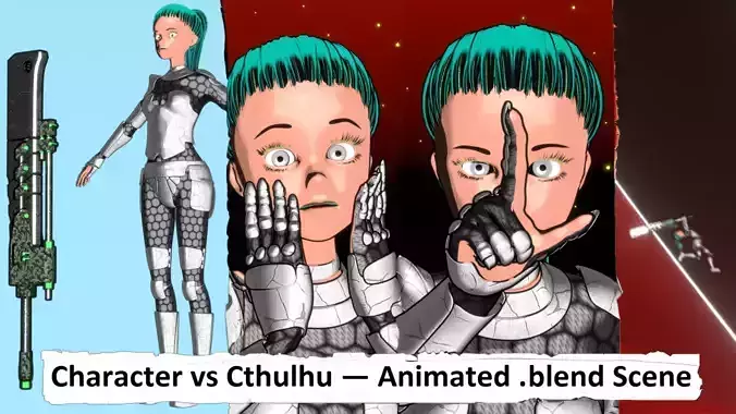 Character vs Cthulhu Animated blend Scene