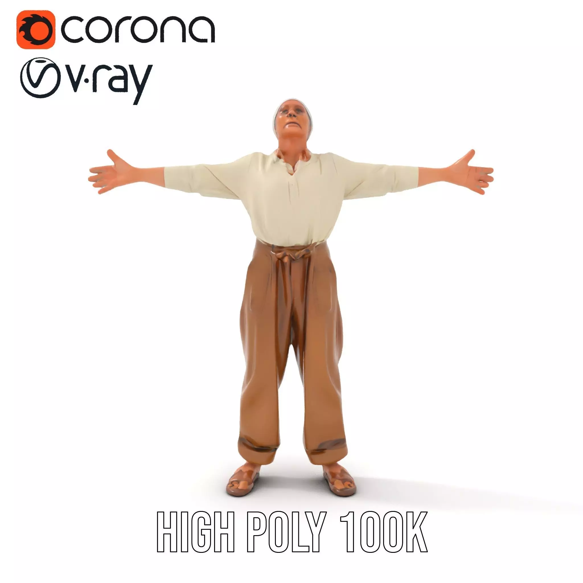 Casual Attire Elderly Woman Model Pack Low-poly 3D model_27