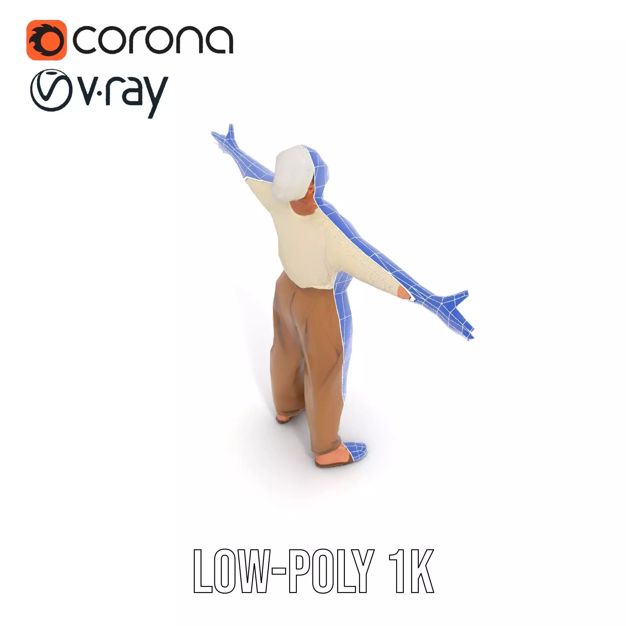 Casual Attire Elderly Woman Model Pack Low-poly 3D model_29