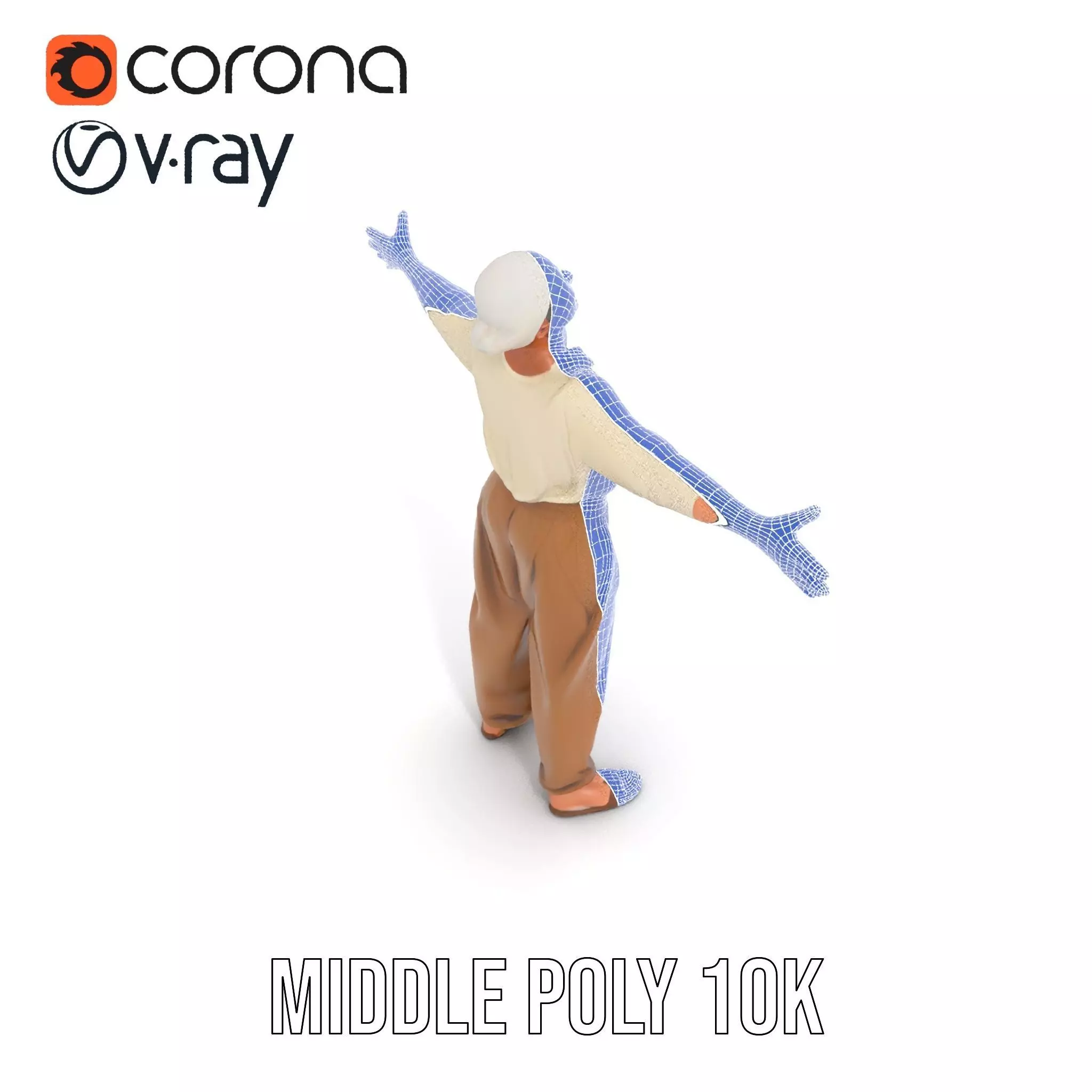 Casual Attire Elderly Woman Model Pack Low-poly 3D model_25