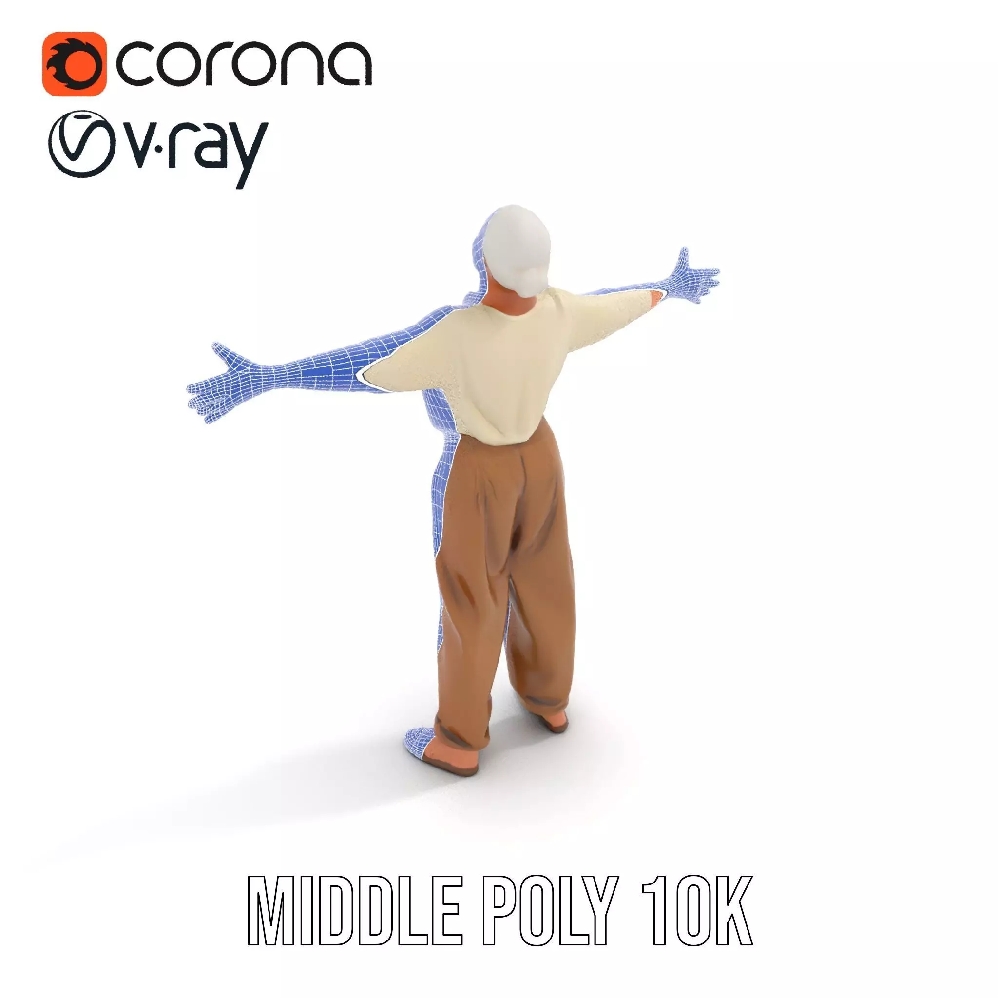 Casual Attire Elderly Woman Model Pack Low-poly 3D model_13