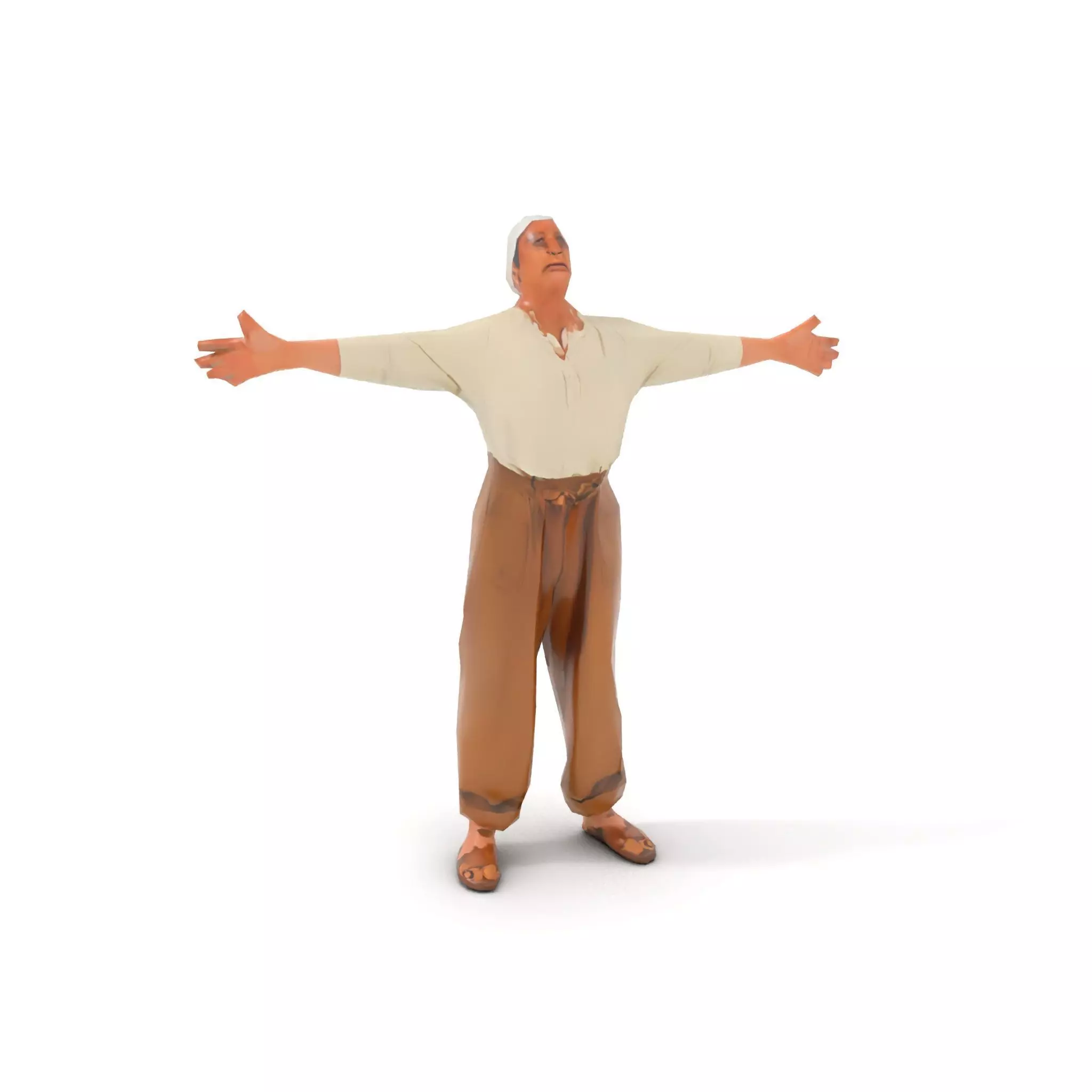 Casual Attire Elderly Woman Model Pack Low-poly 3D model_9