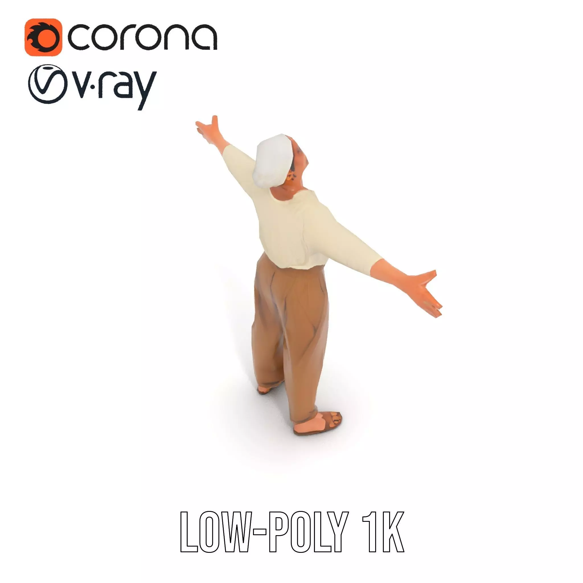 Casual Attire Elderly Woman Model Pack Low-poly 3D model_8