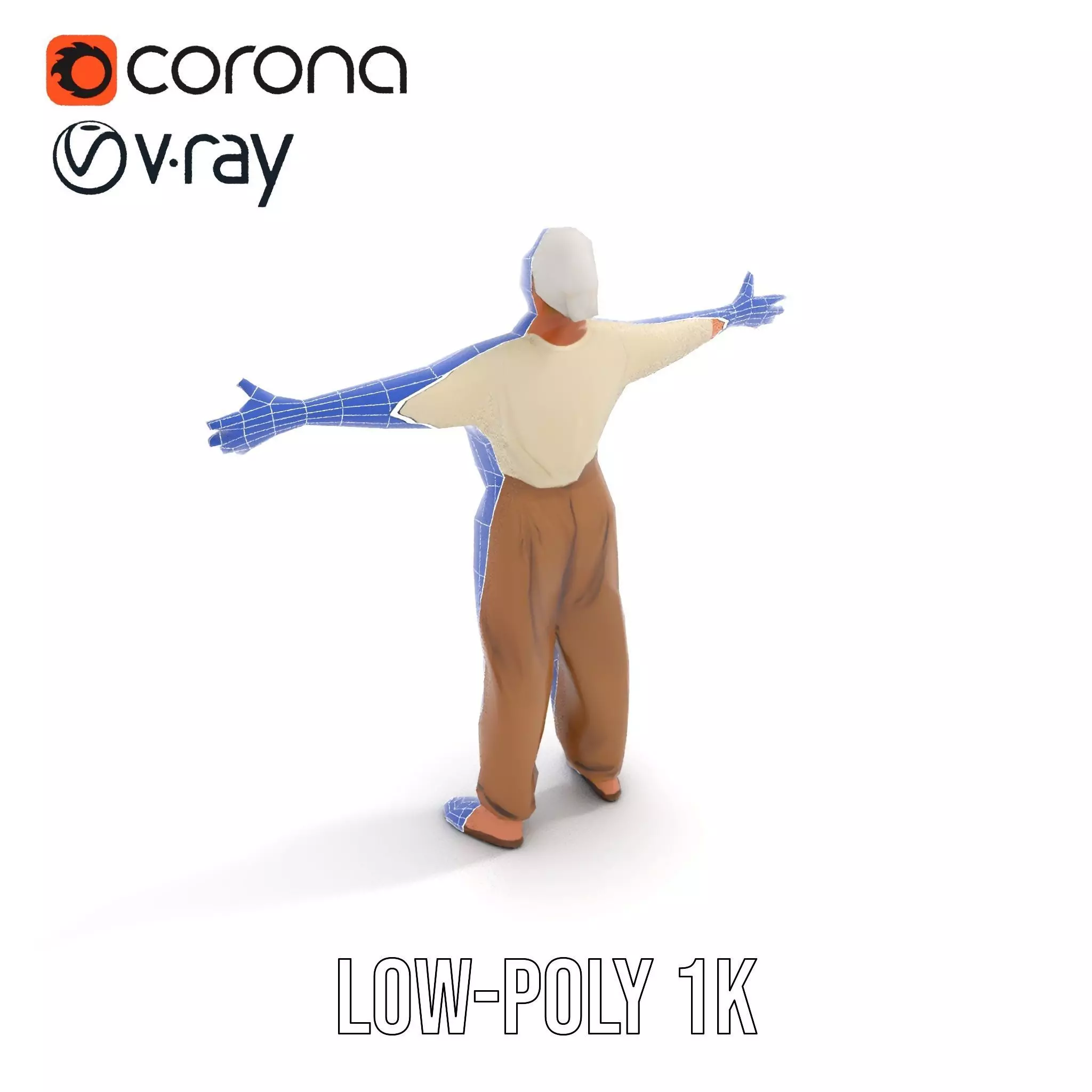 Casual Attire Elderly Woman Model Pack Low-poly 3D model_26