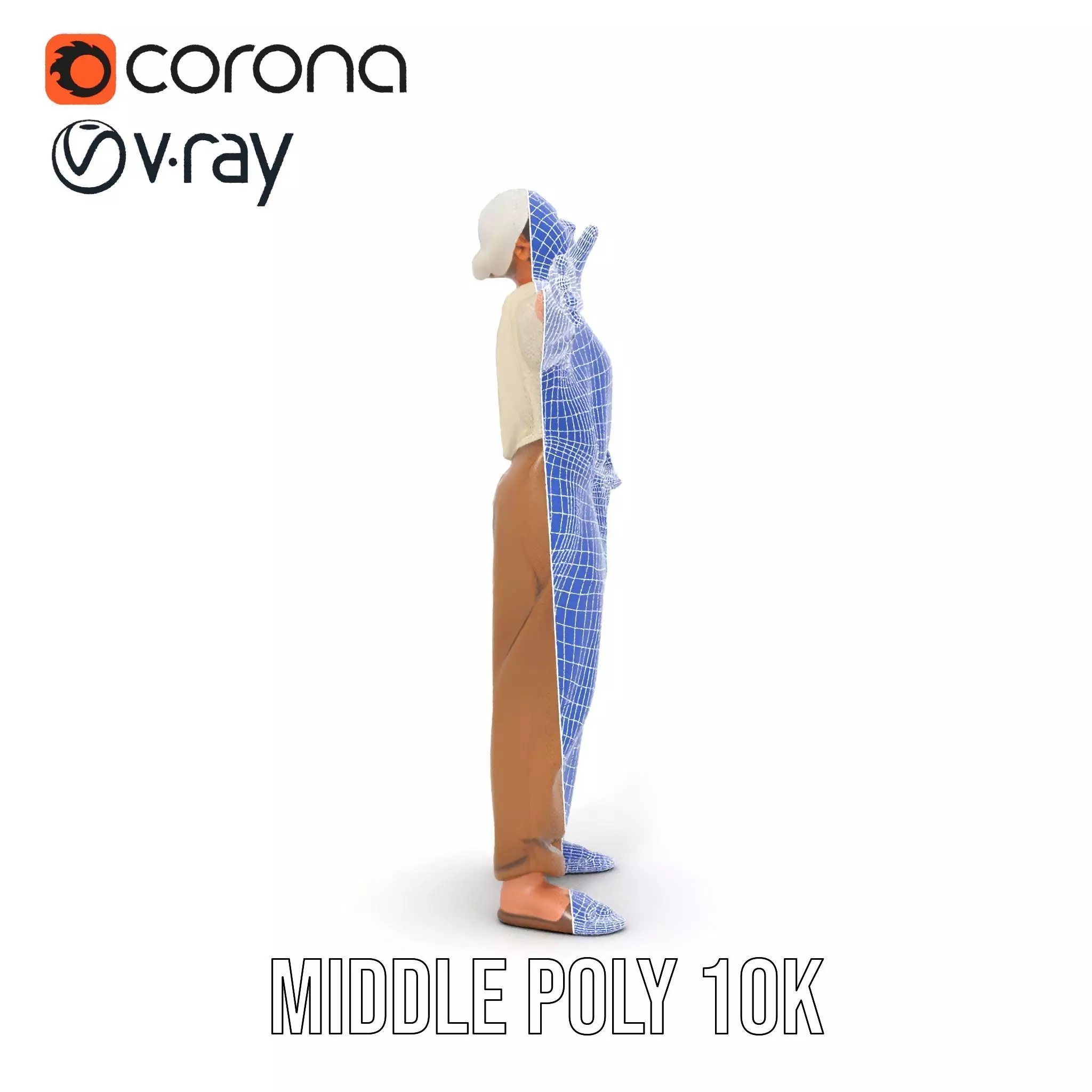 Casual Attire Elderly Woman Model Pack Low-poly 3D model_30