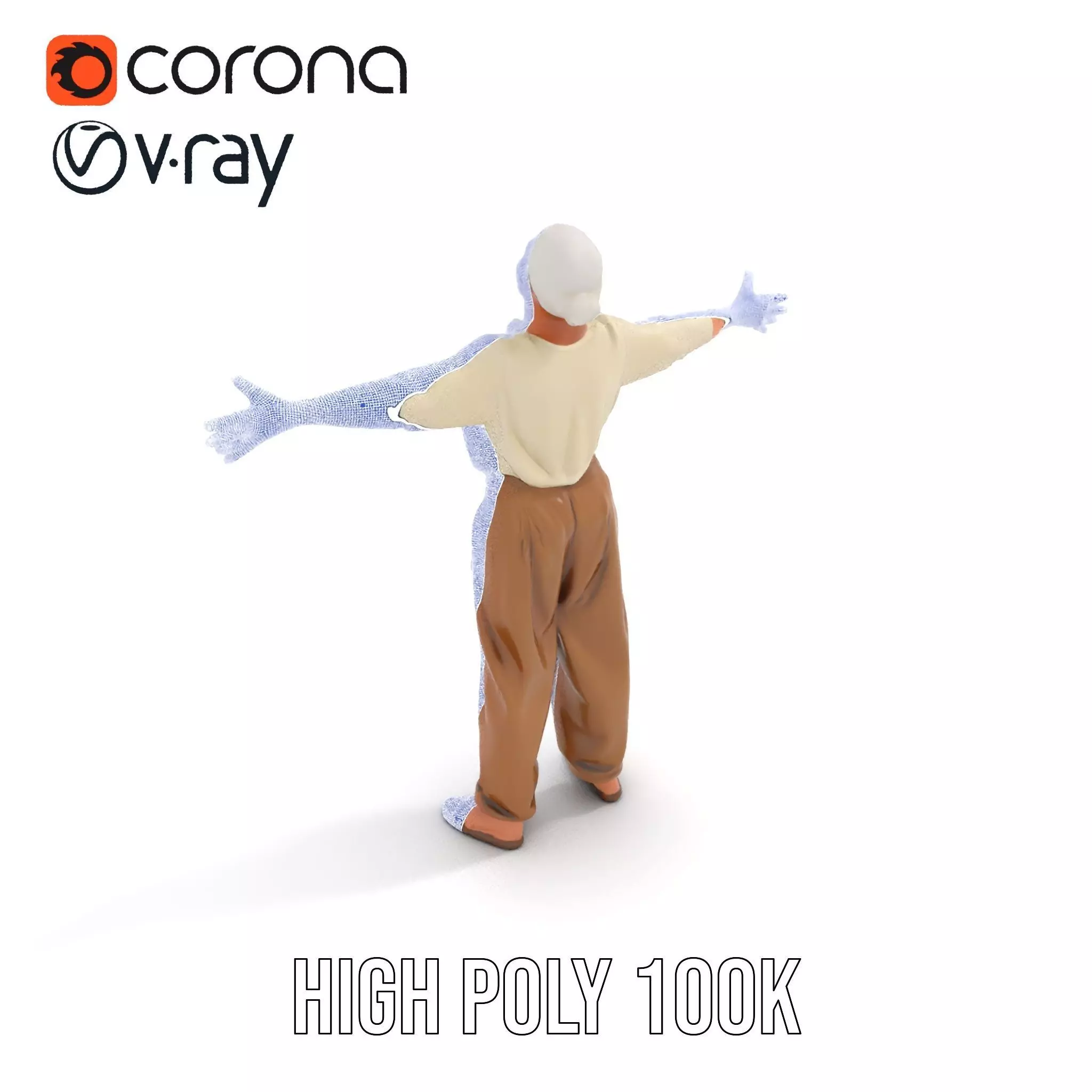 Casual Attire Elderly Woman Model Pack Low-poly 3D model_32