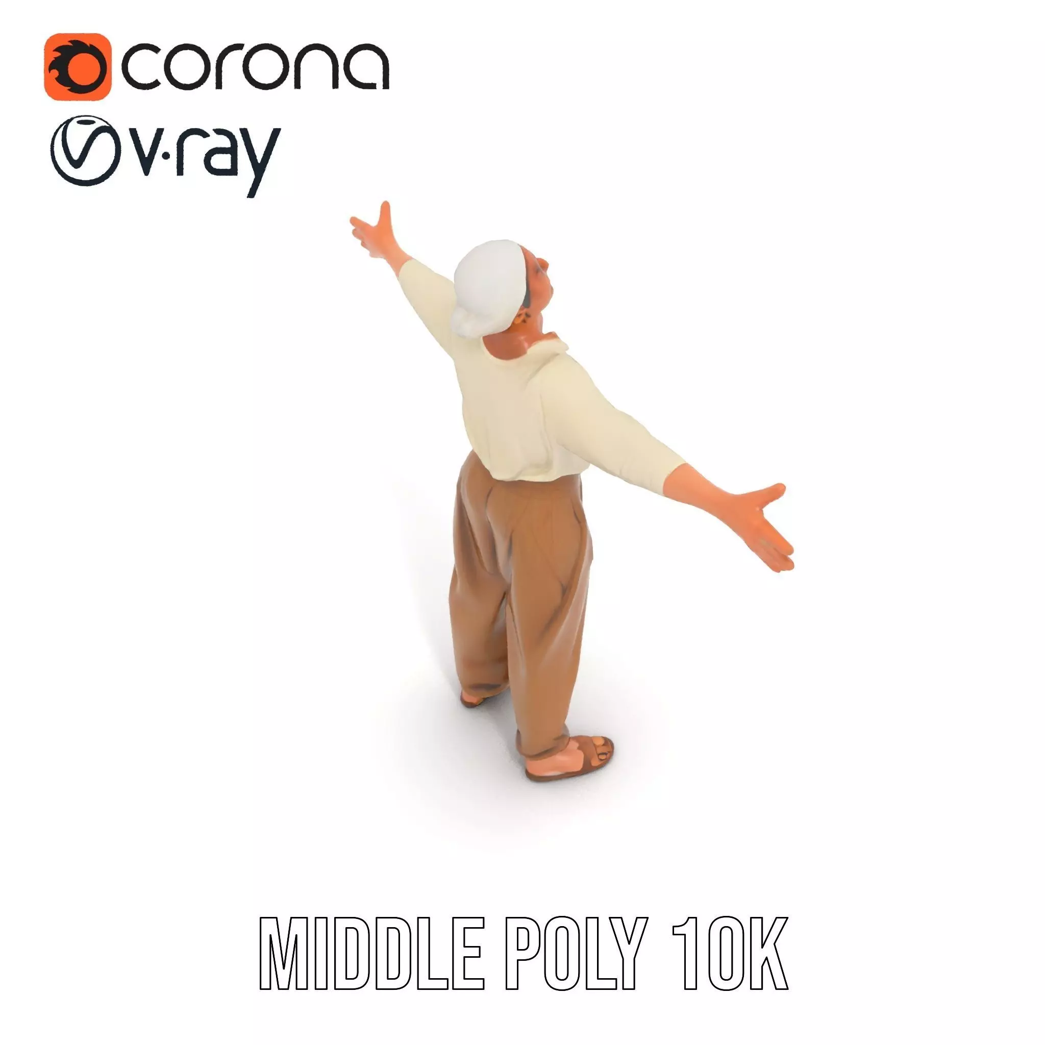 Casual Attire Elderly Woman Model Pack Low-poly 3D model_6