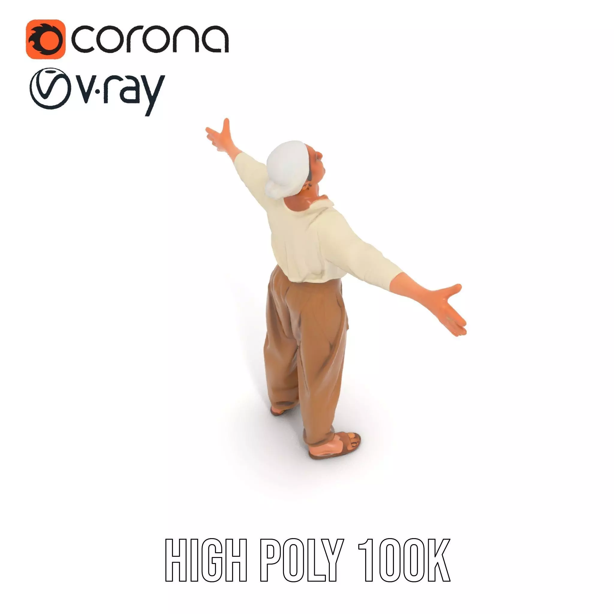 Casual Attire Elderly Woman Model Pack Low-poly 3D model_15