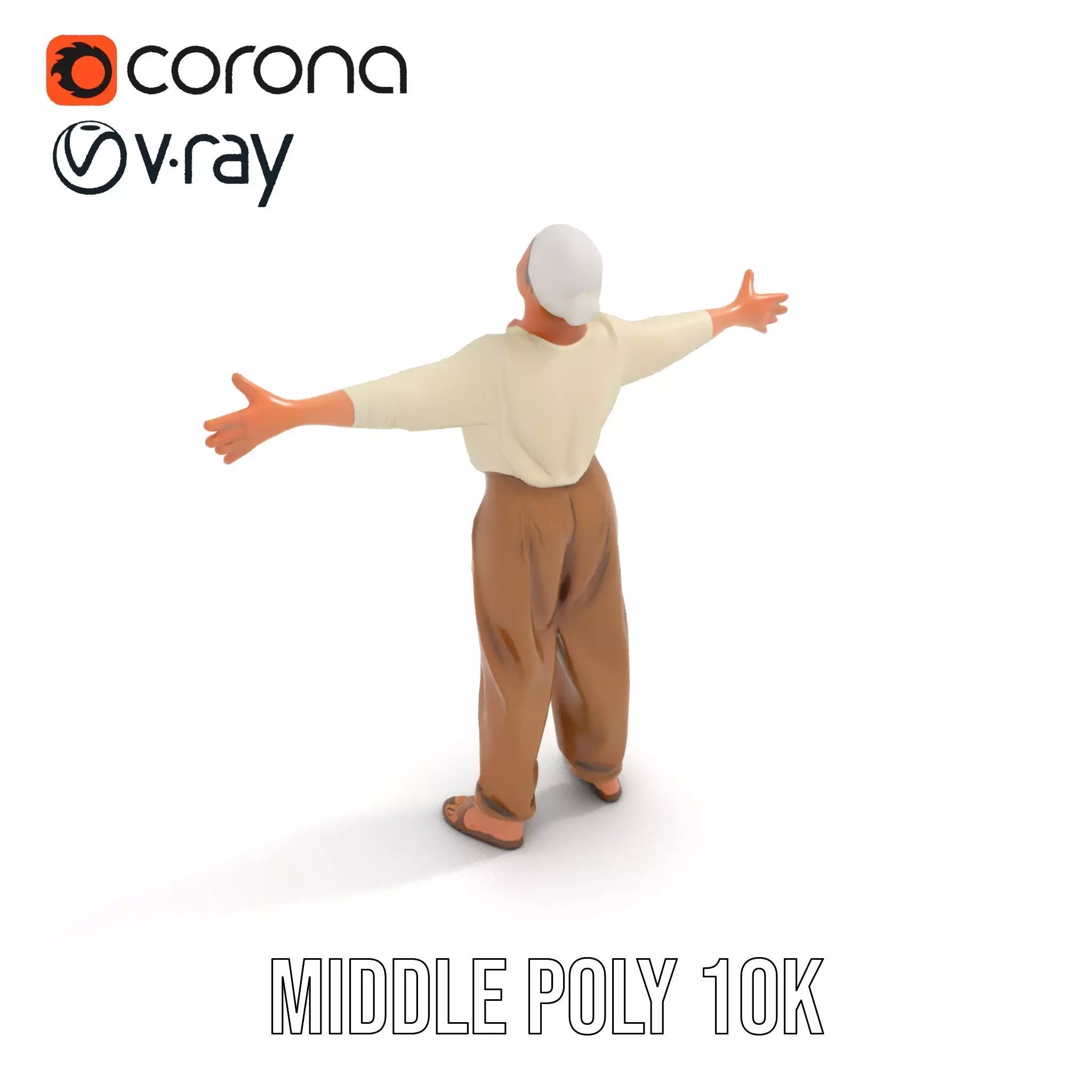 Casual Attire Elderly Woman Model Pack Low-poly 3D model_16