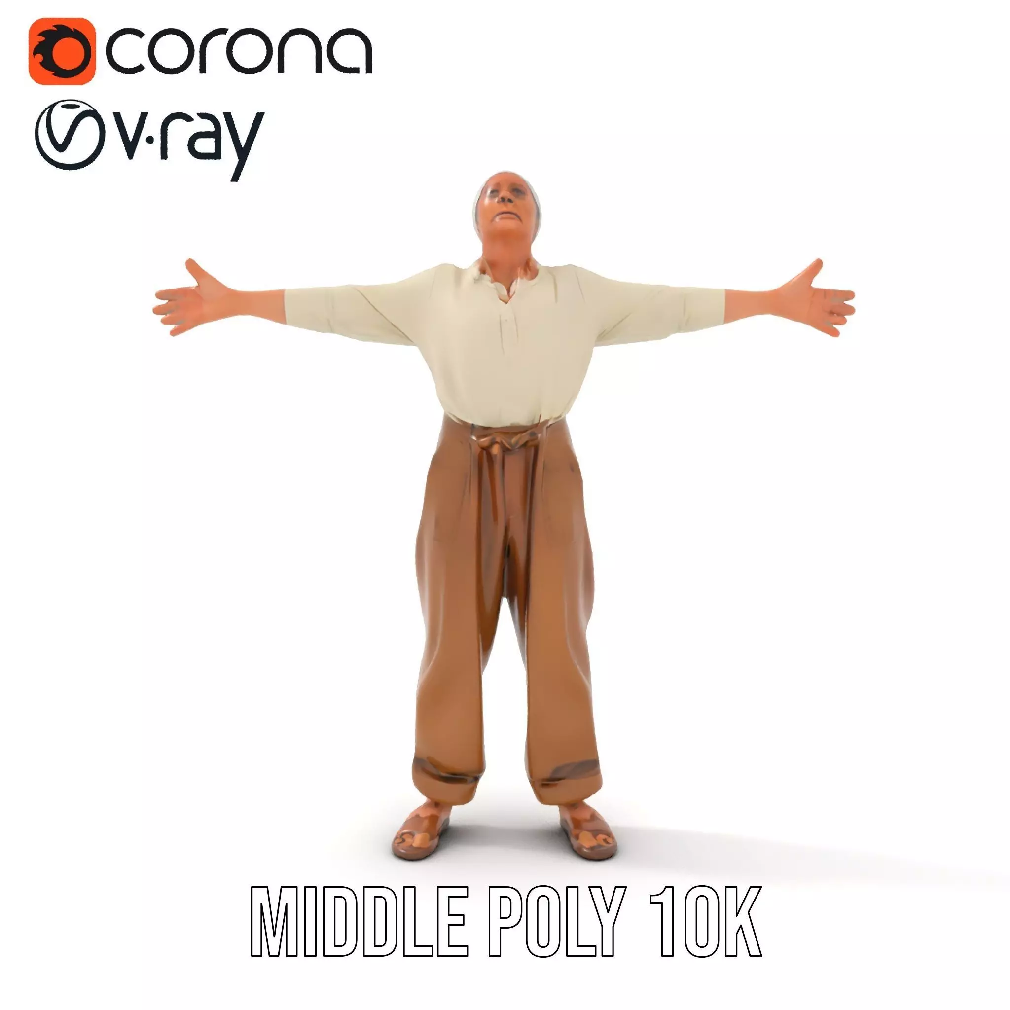 Casual Attire Elderly Woman Model Pack Low-poly 3D model_7