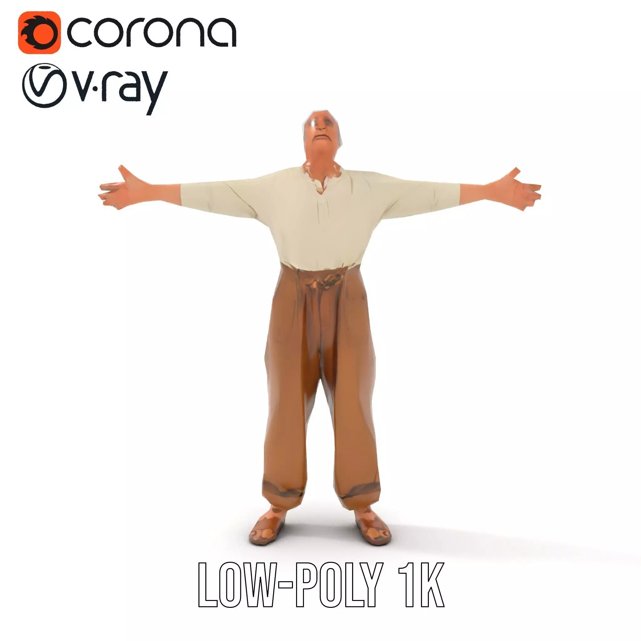 Casual Attire Elderly Woman Model Pack Low-poly 3D model_20