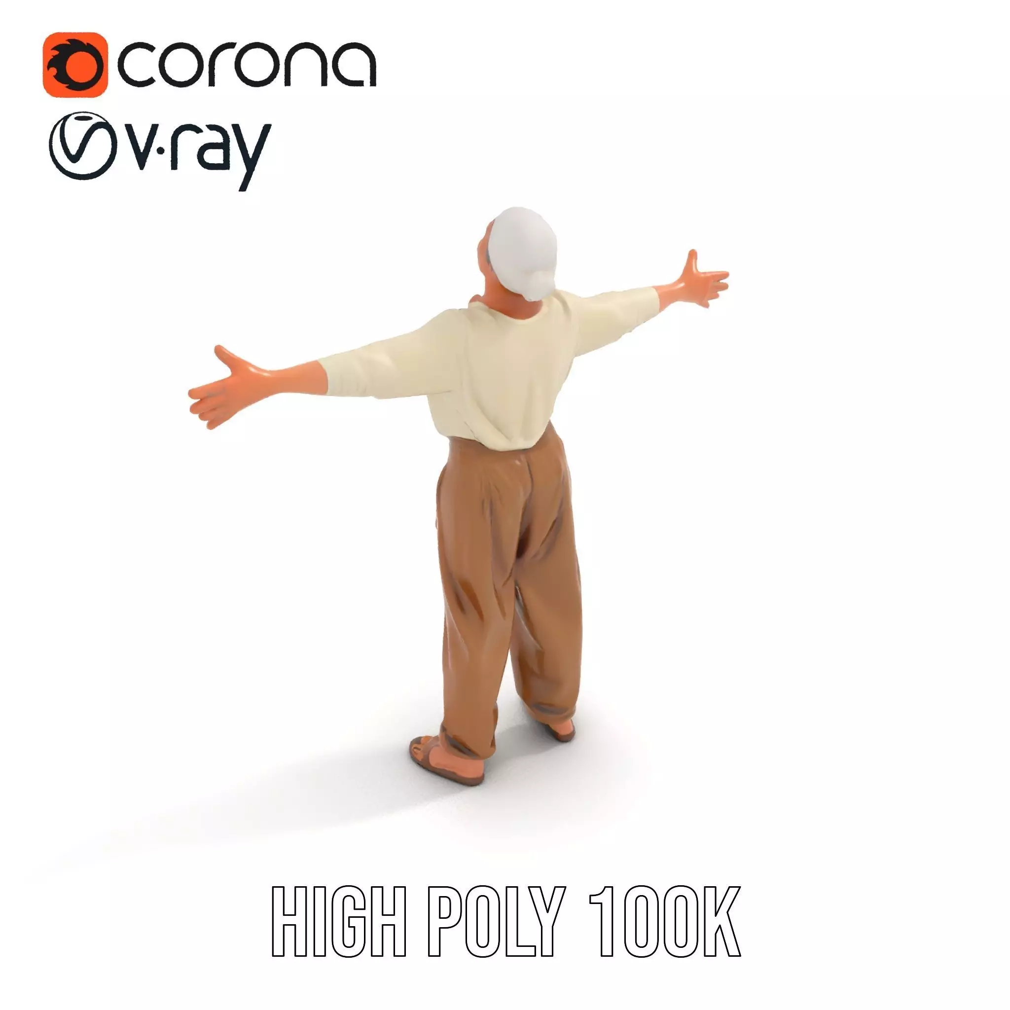 Casual Attire Elderly Woman Model Pack Low-poly 3D model_12