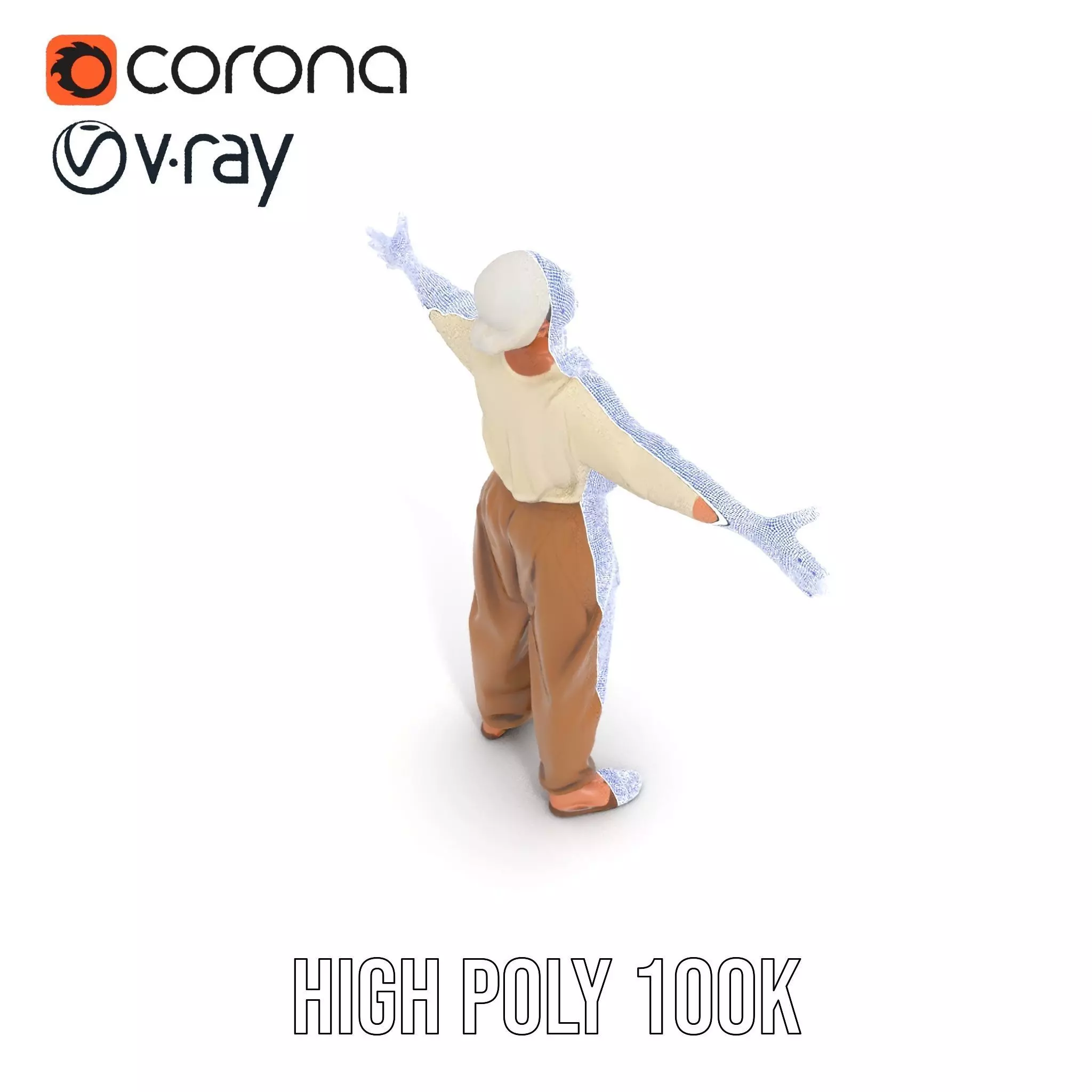 Casual Attire Elderly Woman Model Pack Low-poly 3D model_24
