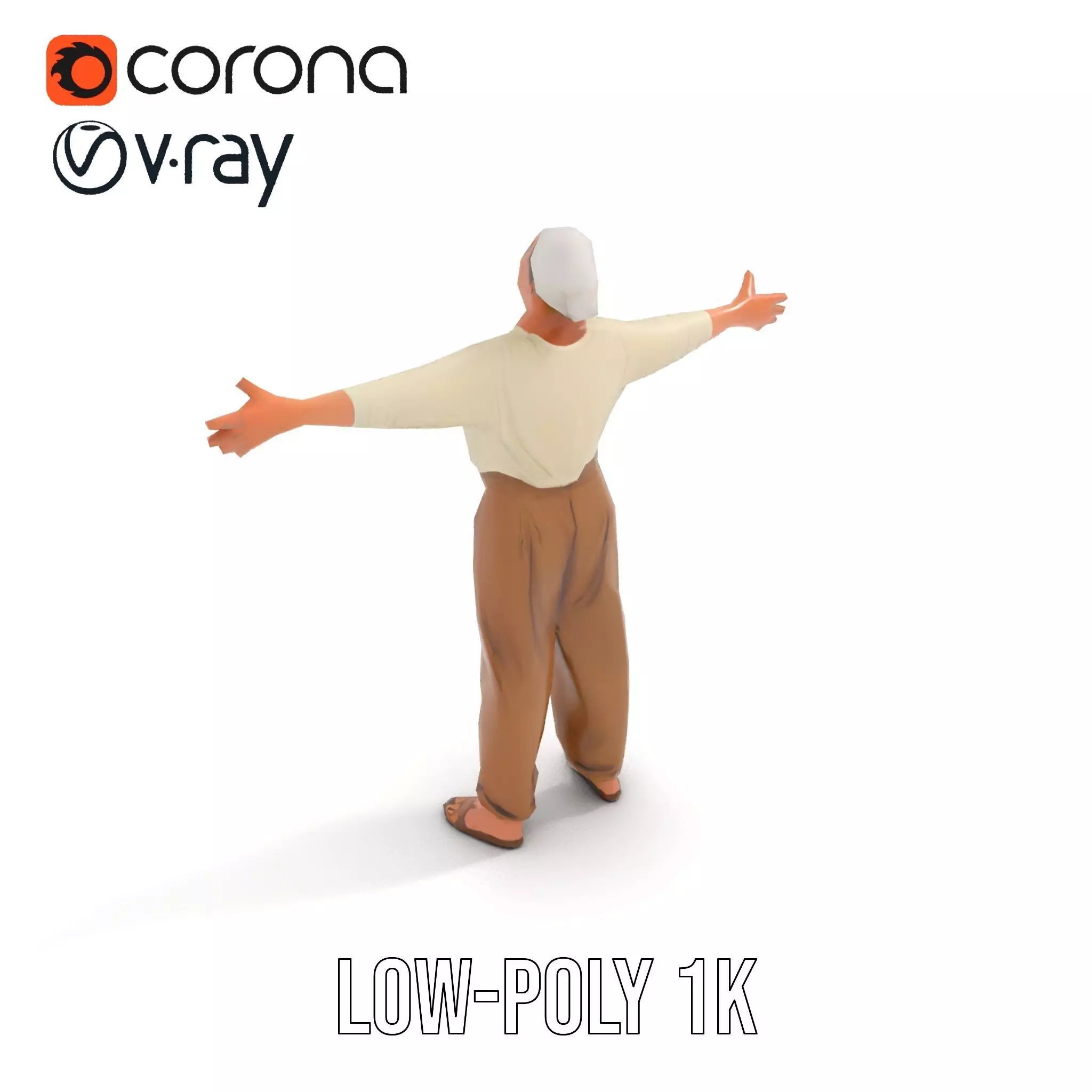 Casual Attire Elderly Woman Model Pack Low-poly 3D model_11