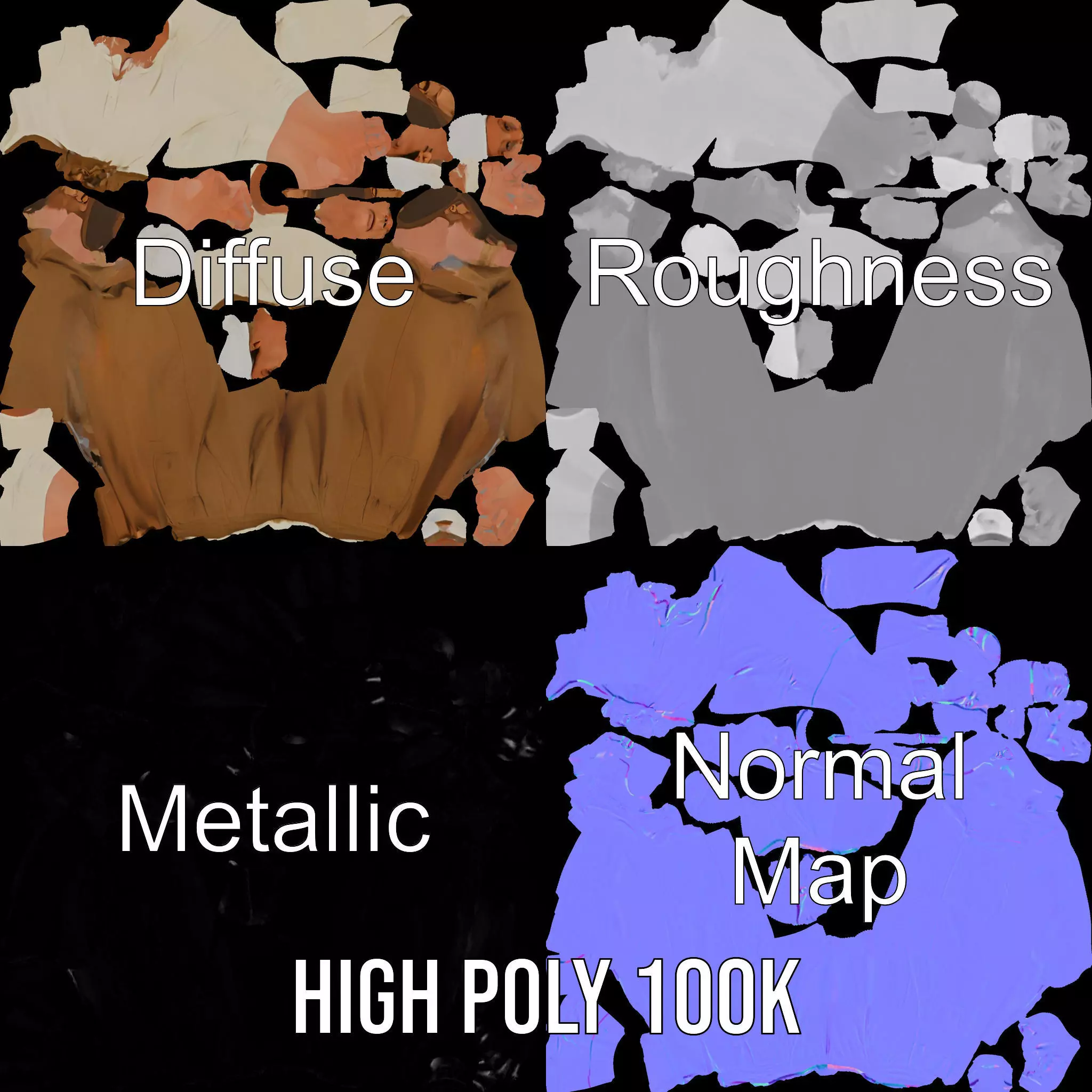 Casual Attire Elderly Woman Model Pack Low-poly 3D model_4