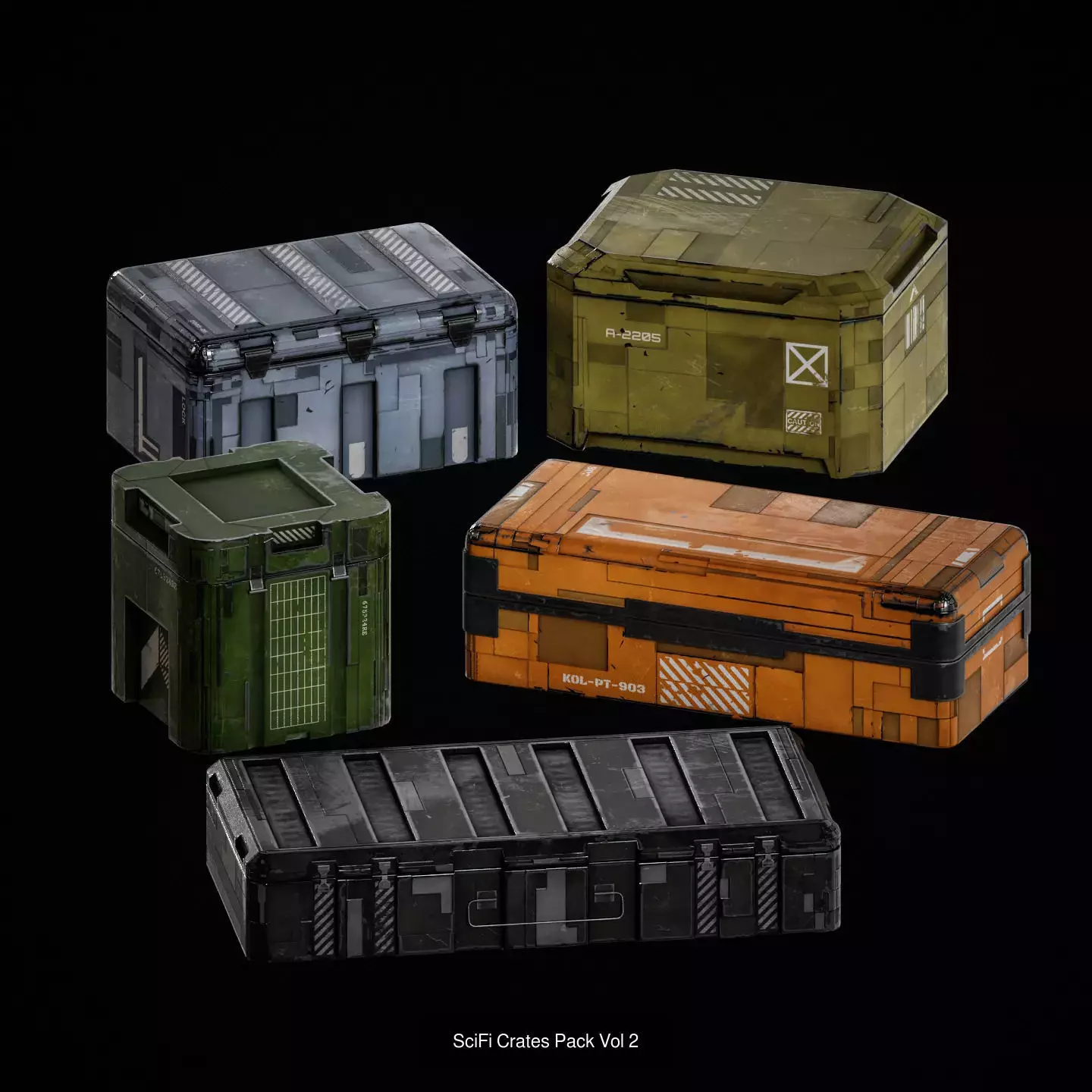 SciFi Crates Pack 3D Model Collection_2