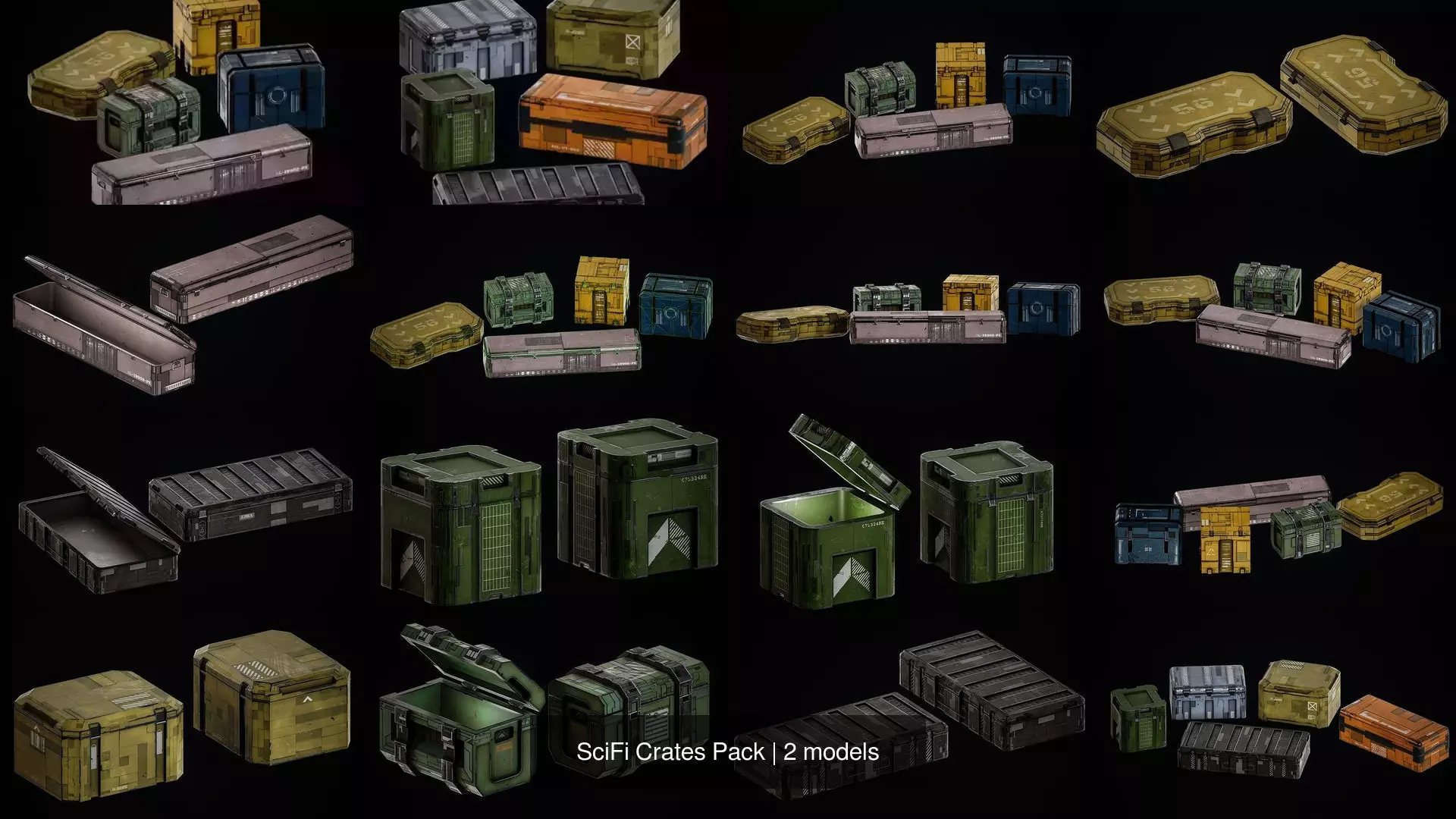 SciFi Crates Pack 3D Model Collection_0