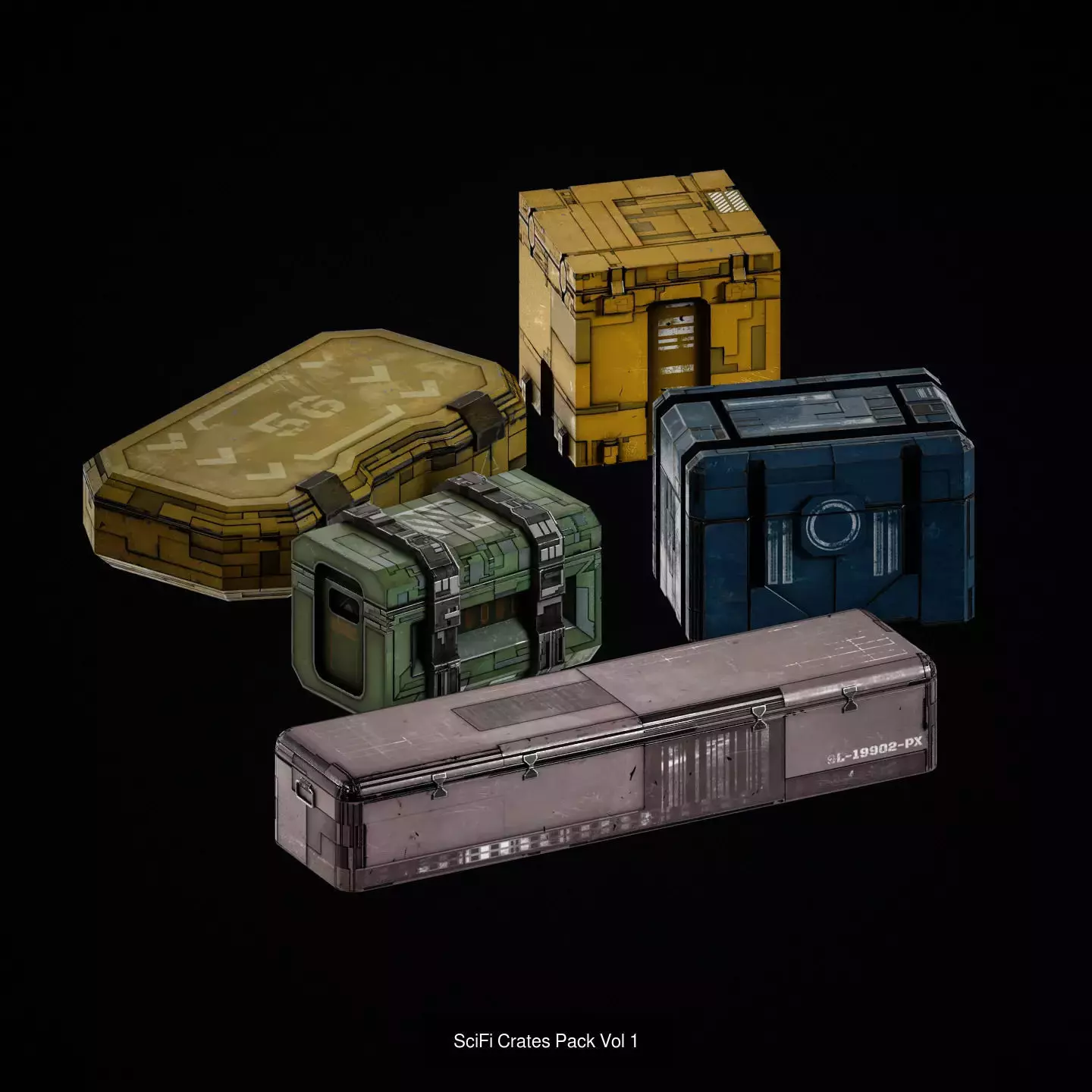 SciFi Crates Pack 3D Model Collection_1
